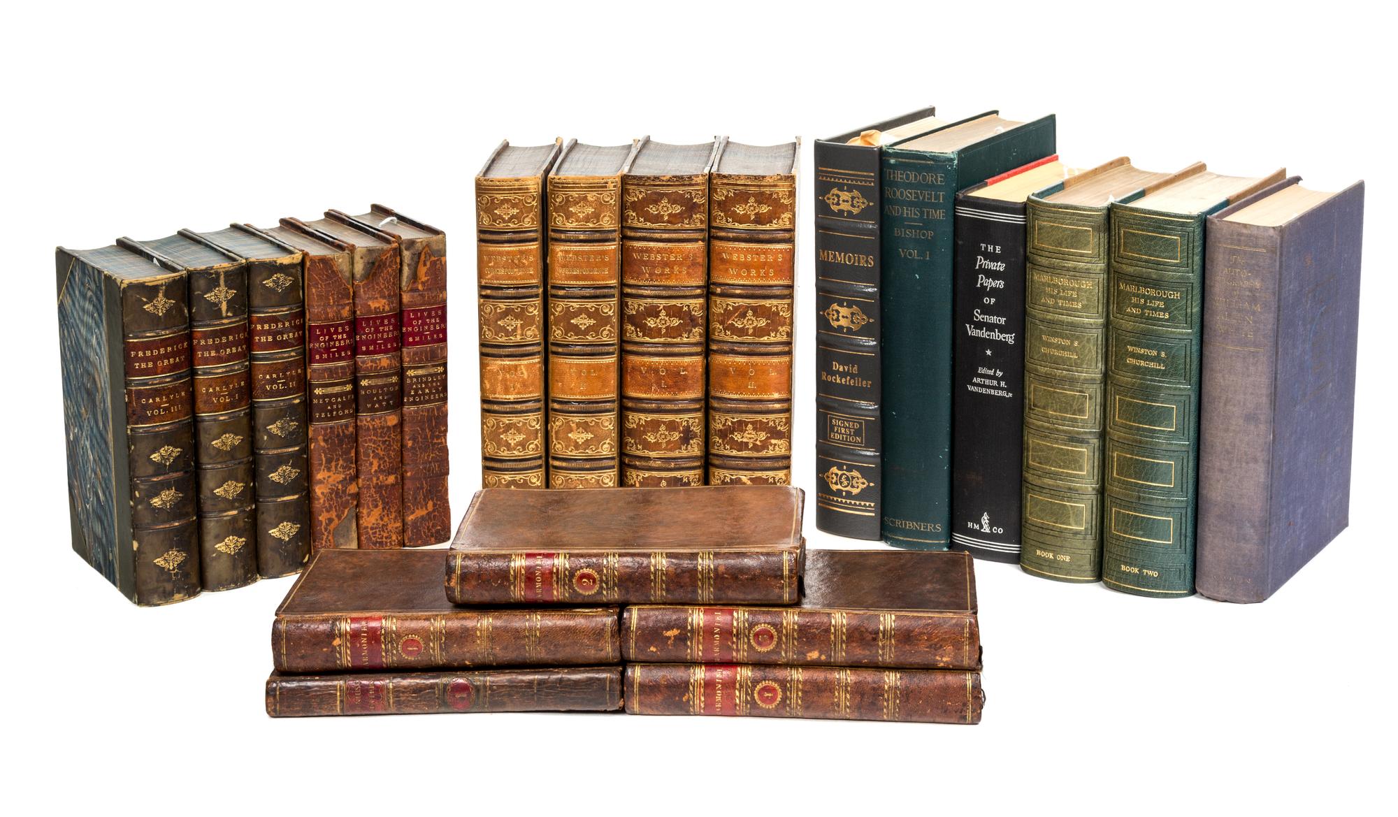 (BIOGRAPHY) A group of 24 leather-bound vols. of biographical works.