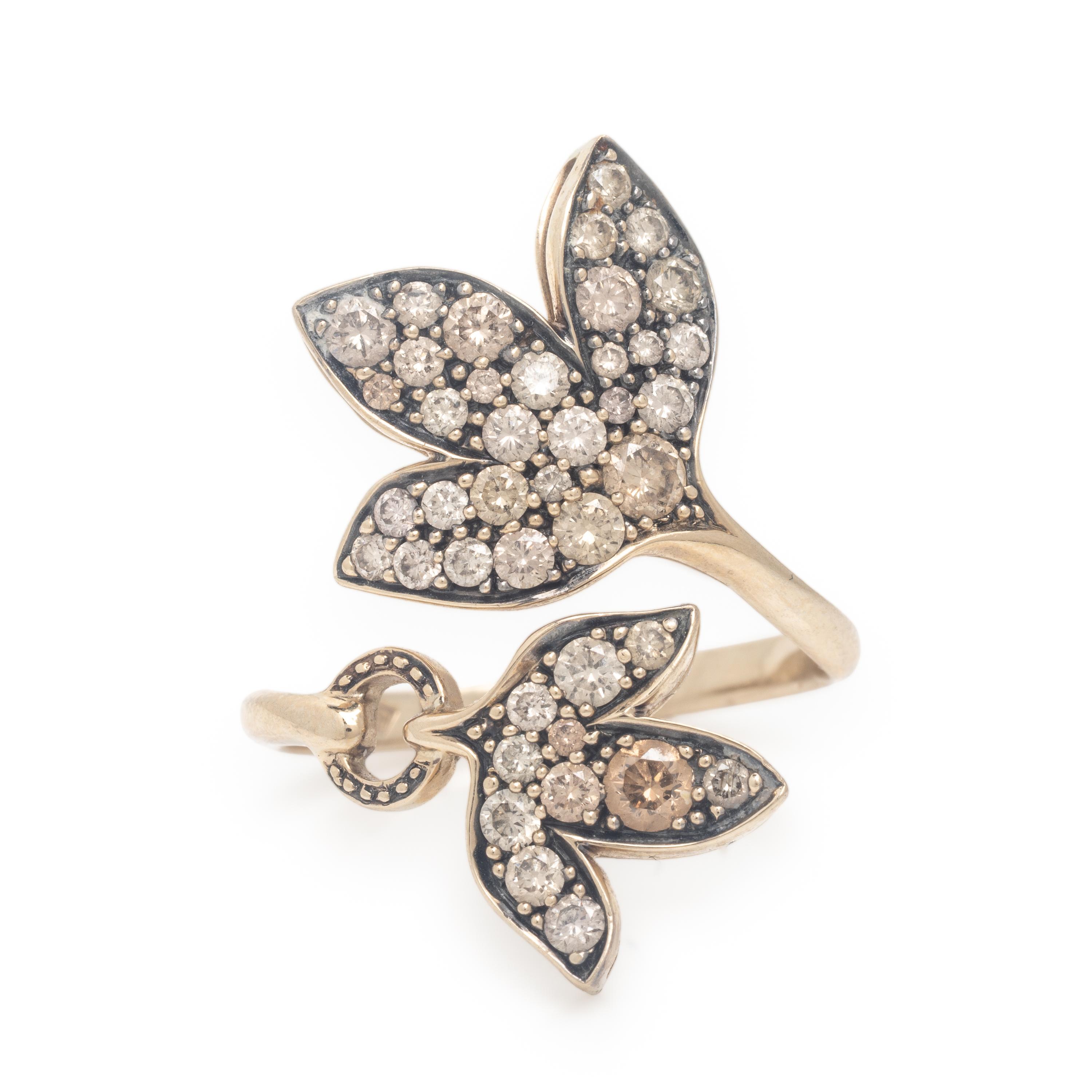 H. Stern, 'Hera', Bicolor Gold and Colored Diamond Leaf Bypass Ring