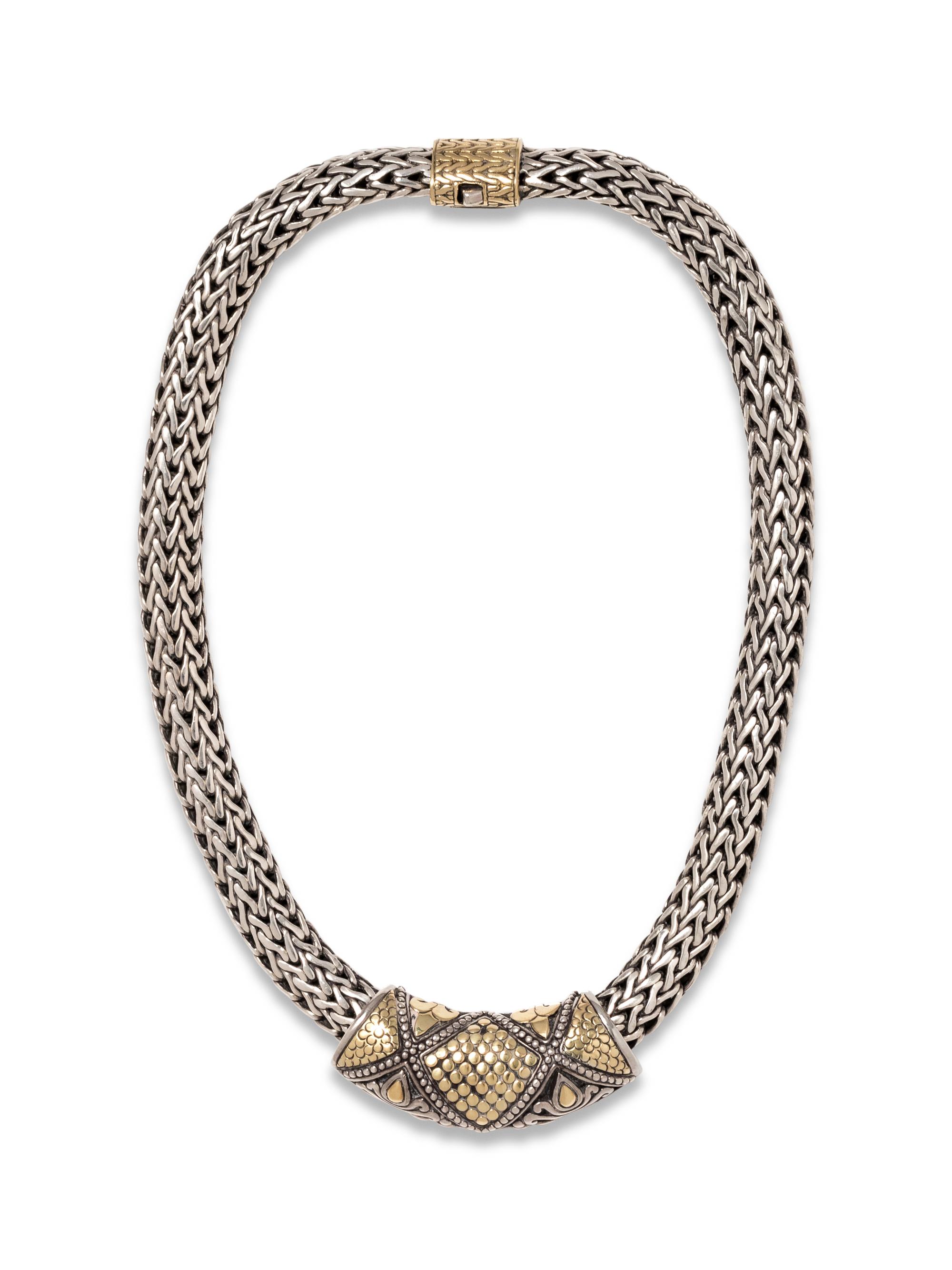 JOHN HARDY, STERLING SILVER AND YELLOW GOLD NECKLACE