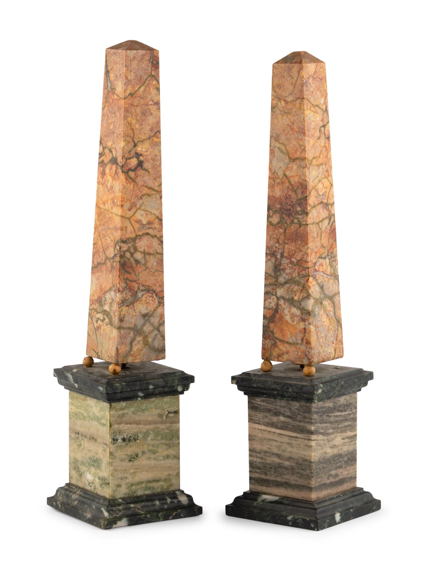 A Pair of Grand Tour Marble Obelisks