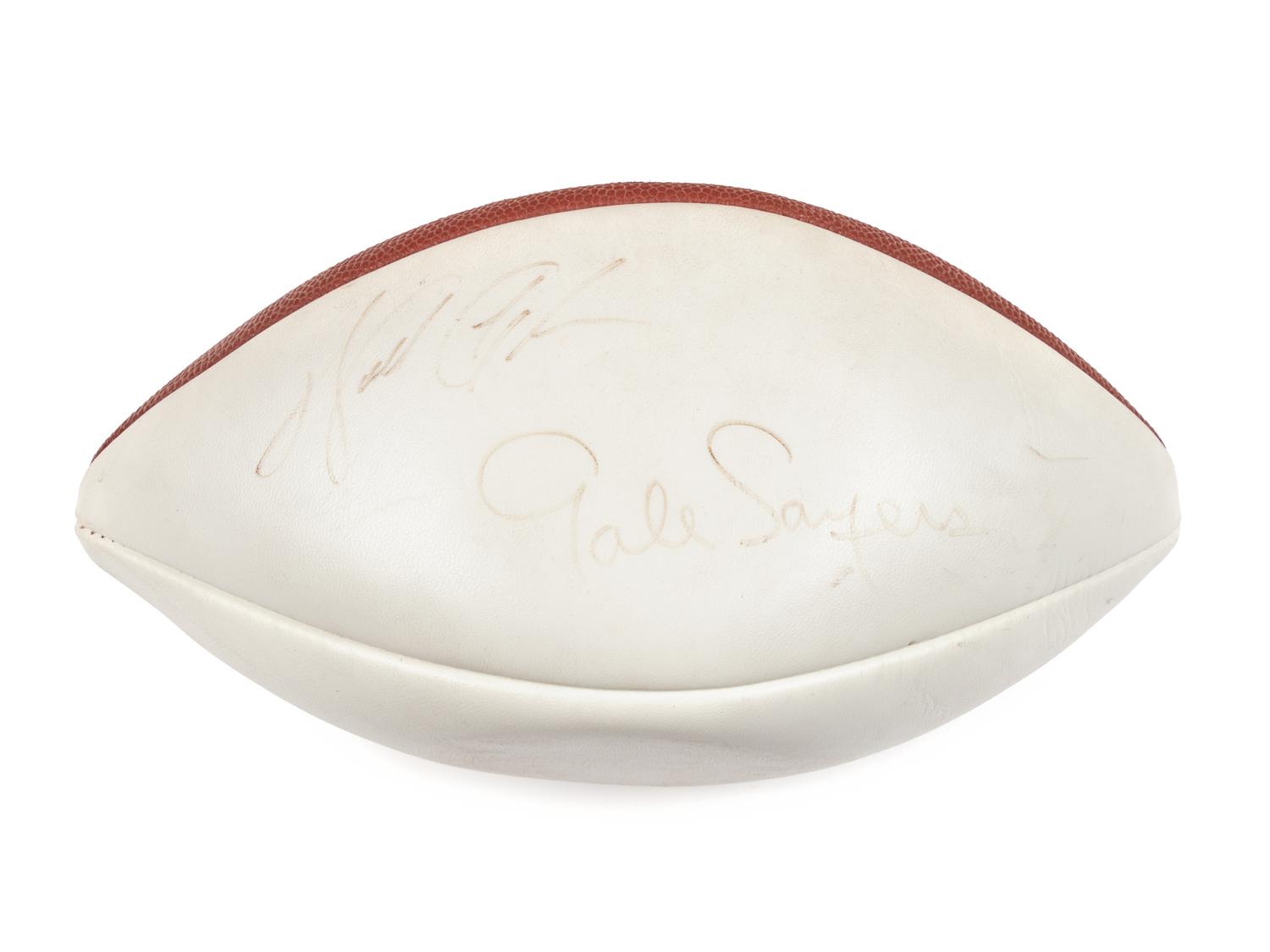 A Walter Payton and Gale Sayers Dual Signed Autograph Football (Beckett Authentication Services)