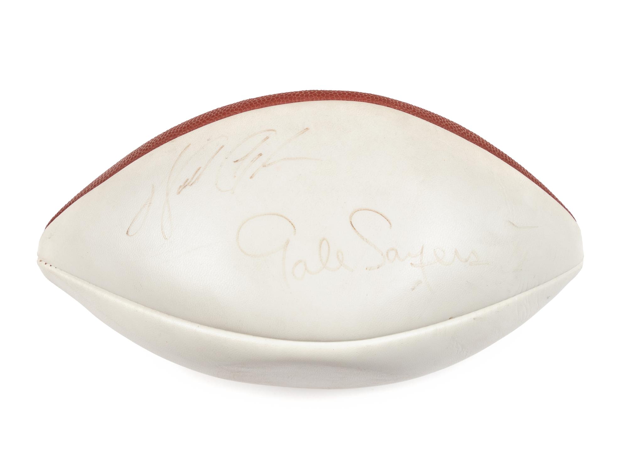 A Walter Payton and Gale Sayers Dual Signed Autograph Football (Beckett Authentication Services)