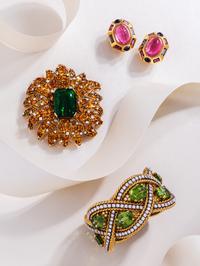 Verdura, Peridot, Diamond, Colored Diamond, and Yellow Gold Bracelet