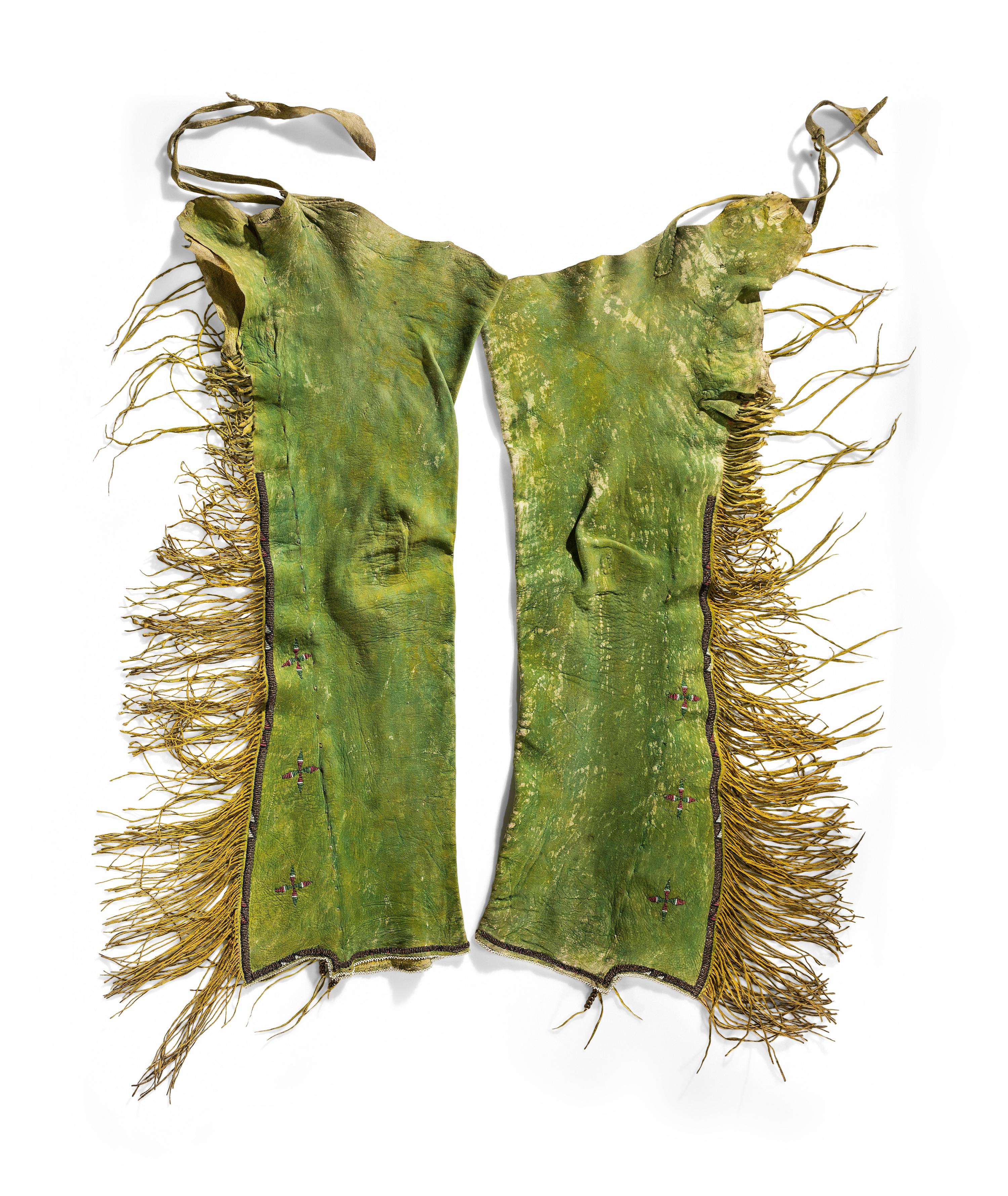 Kiowa Beaded Hide Leggings, with Morning Star