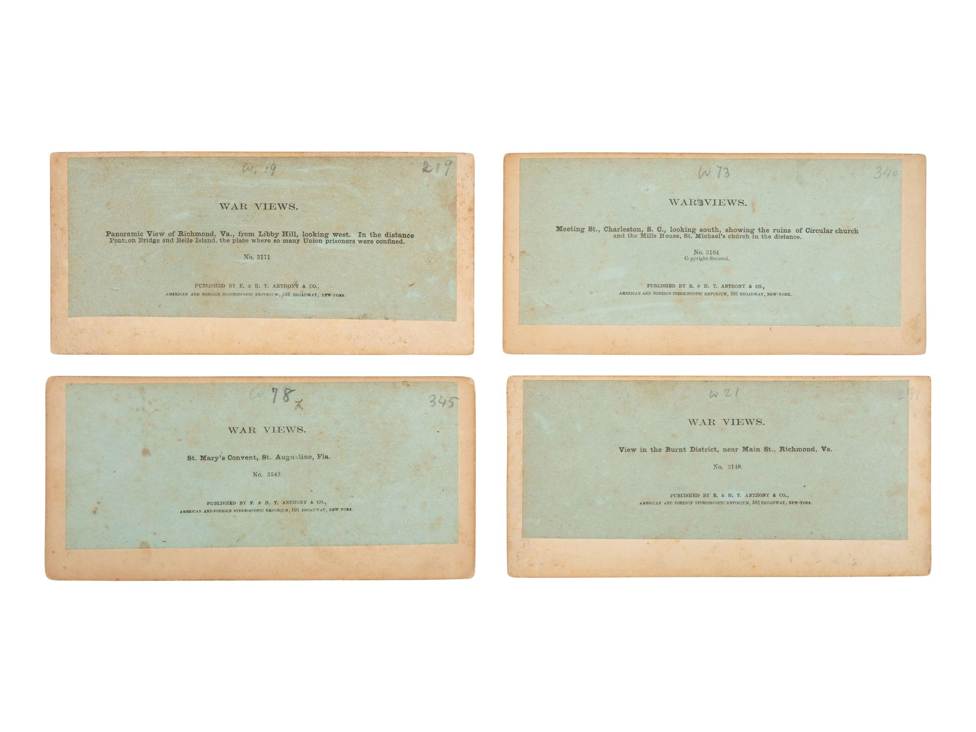 [CIVIL WAR]. 15 stereoviews ft. ruins, important buildings & locales during and just after the war.