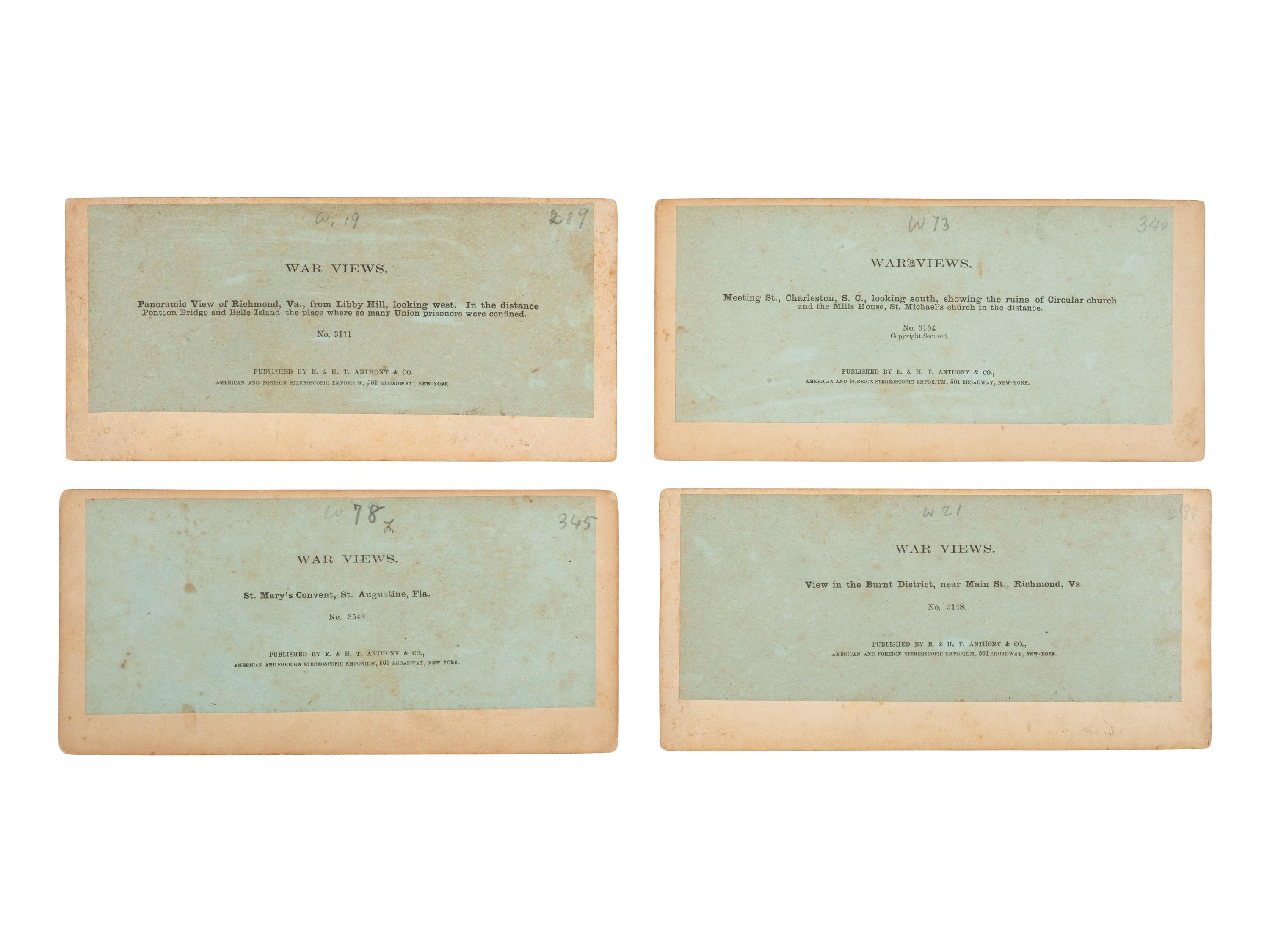 [CIVIL WAR]. 15 stereoviews ft. ruins, important buildings & locales during and just after the war.