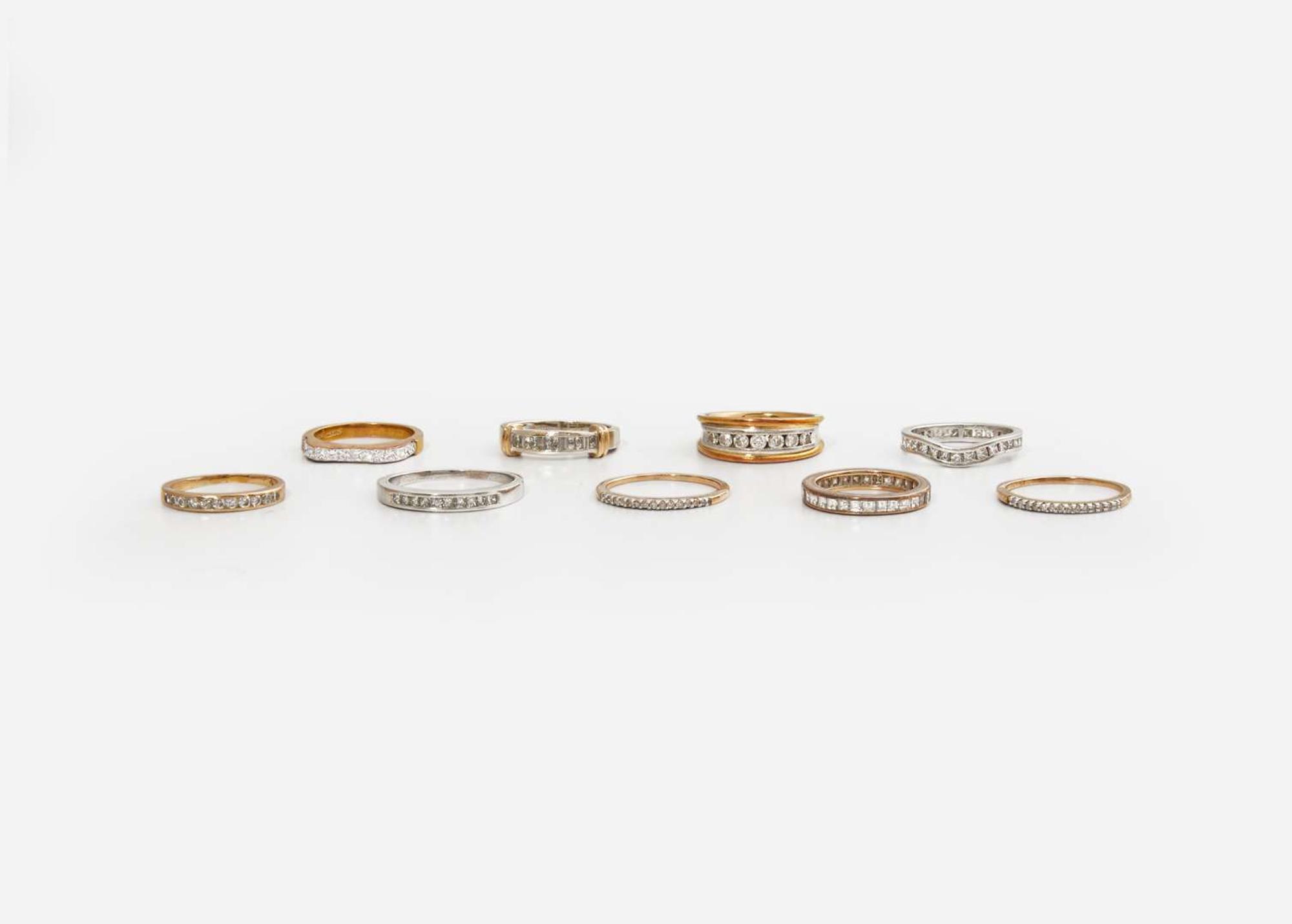 A Collection of Nine Diamond Bands
