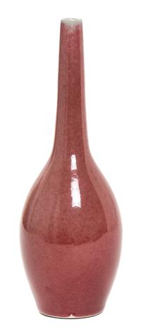 A Peach-Bloom Glazed Porcelain Bottle Vase Height 8 1/2 inches.