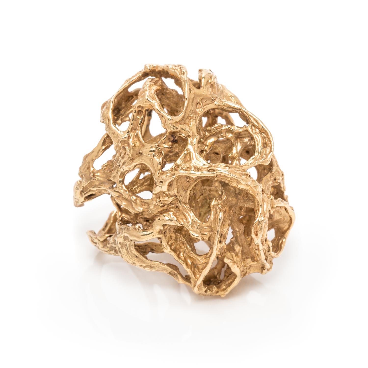 A Yellow Gold Biomorphic Ring,
