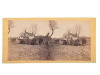 [CIVIL WAR]. COOLEY, Sam A., photographer. Exceptionally rare stereoview of photographer Sam A. Cooley and his staff in the field with a camera.