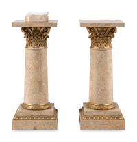 A Pair of Parcel Gilt Composition and Marble Veneered Pedestals