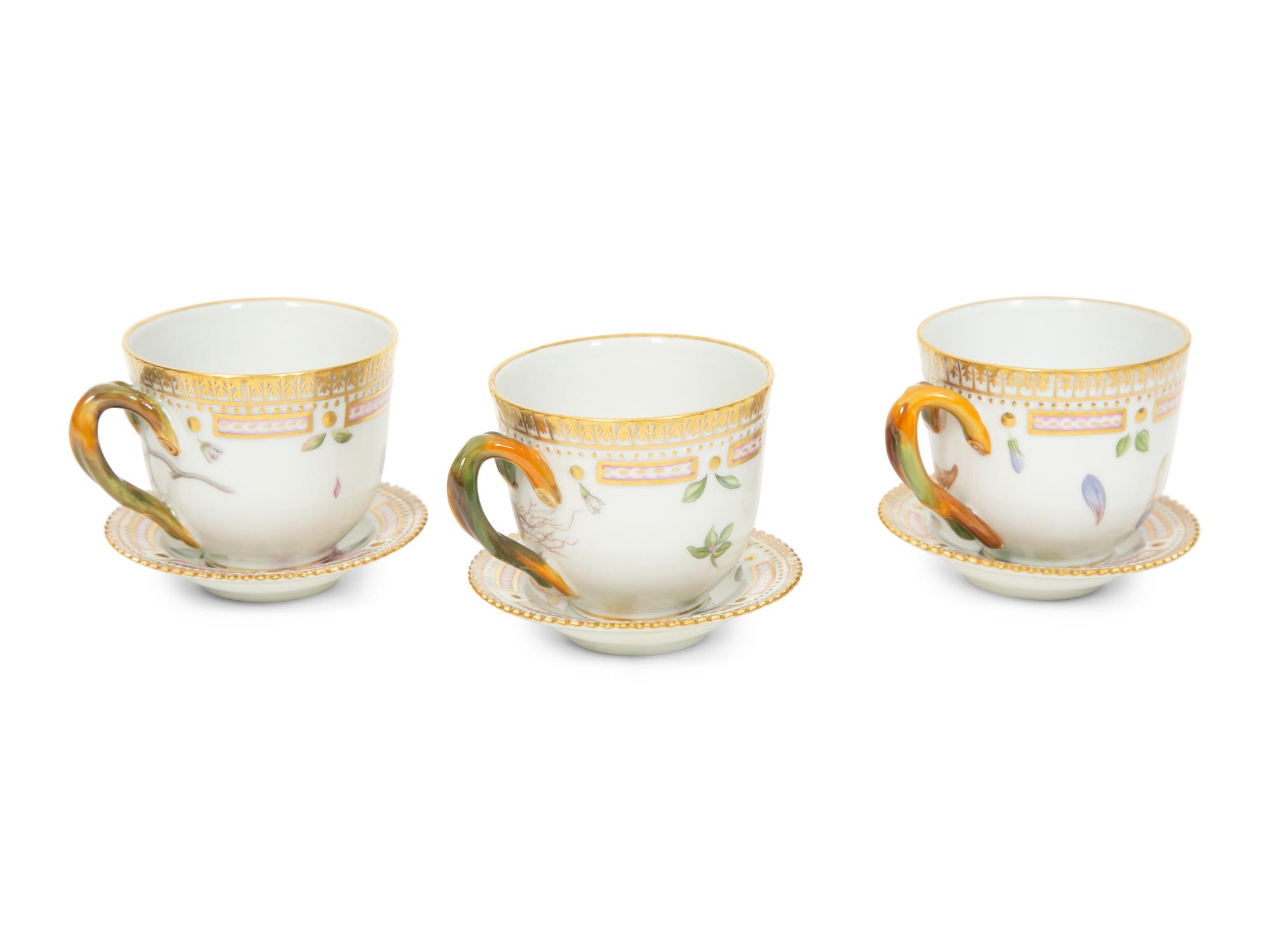 A Group of Royal Copenhagen Flora Danica Porcelain Table Articles