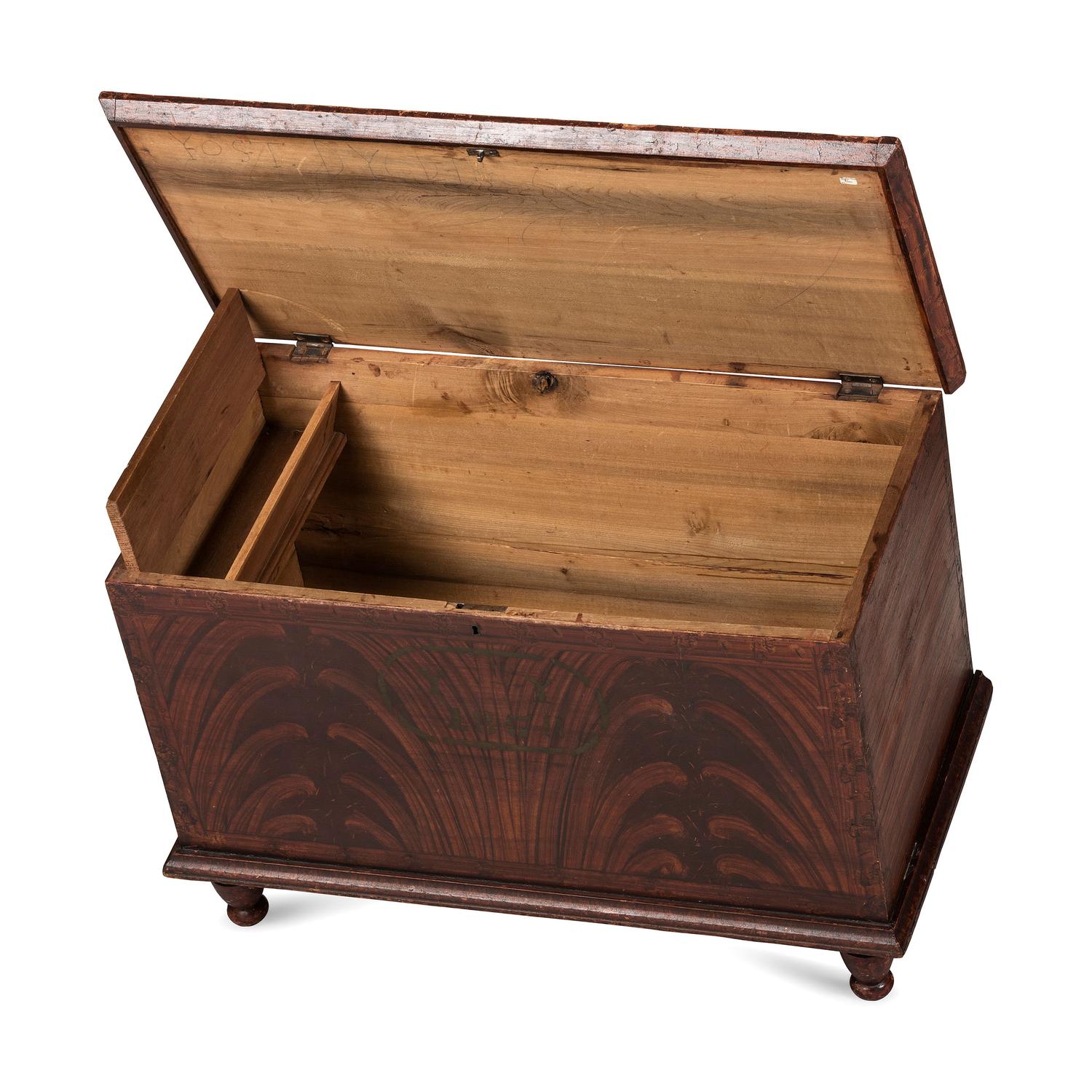 An Wooster, Ohio Grain-Painted and Stencil Decorated Poplar Blanket Chest