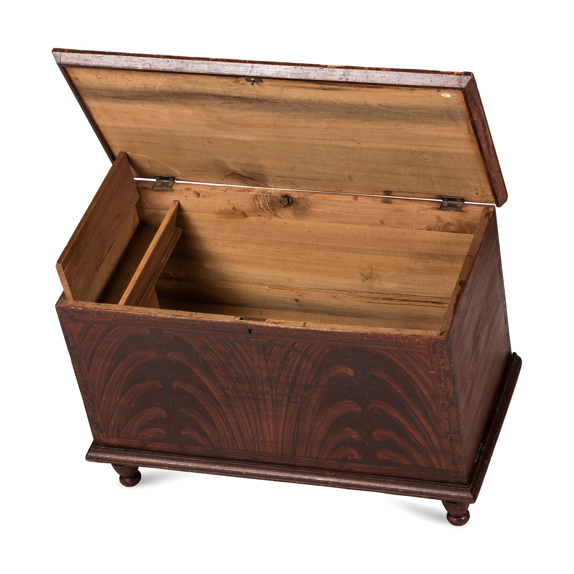 An Wooster, Ohio Grain-Painted and Stencil Decorated Poplar Blanket Chest