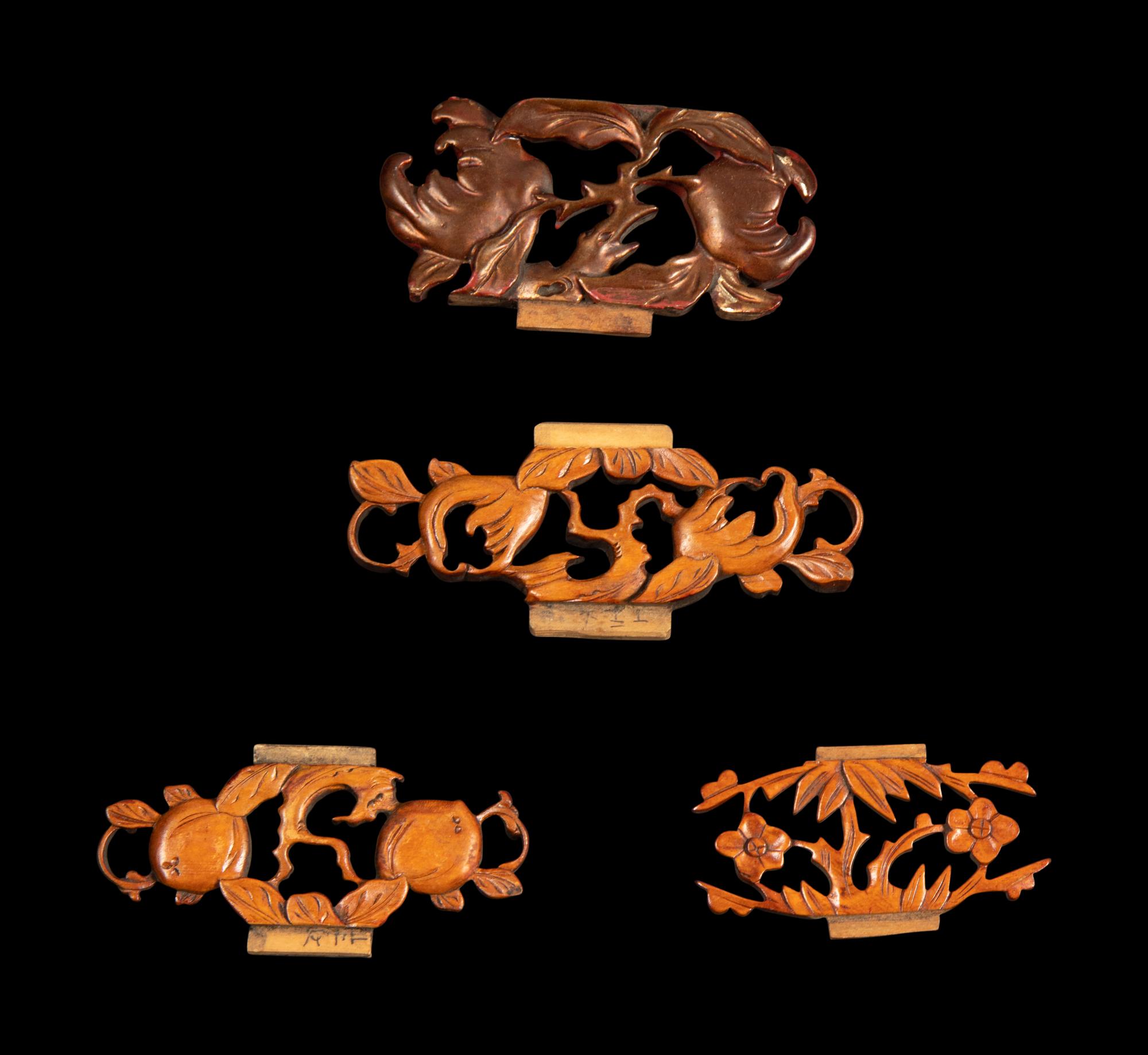 16 Chinese Gilt and Red Lacquered Wood Articles