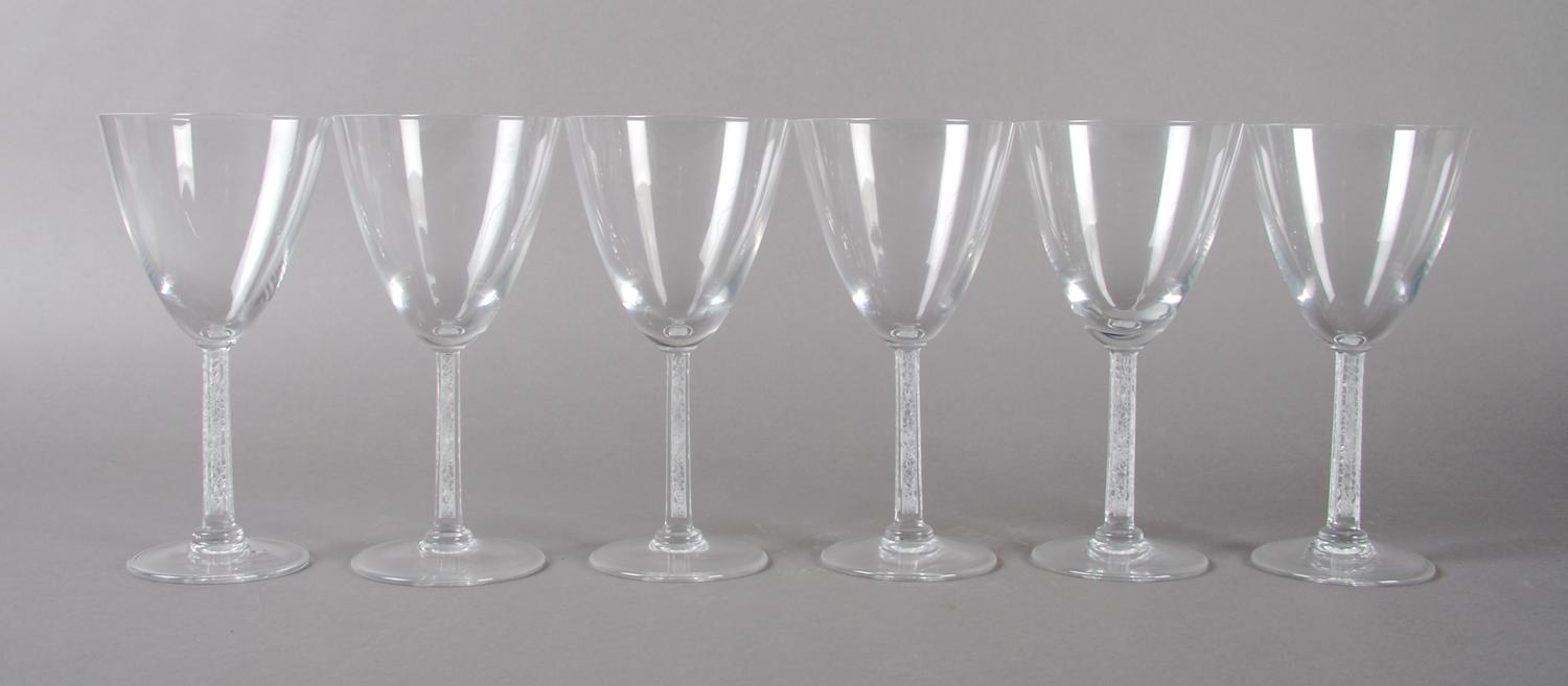 A Group of Glass Stemware, Lalique, Height of goblet 7 1/8 inches.