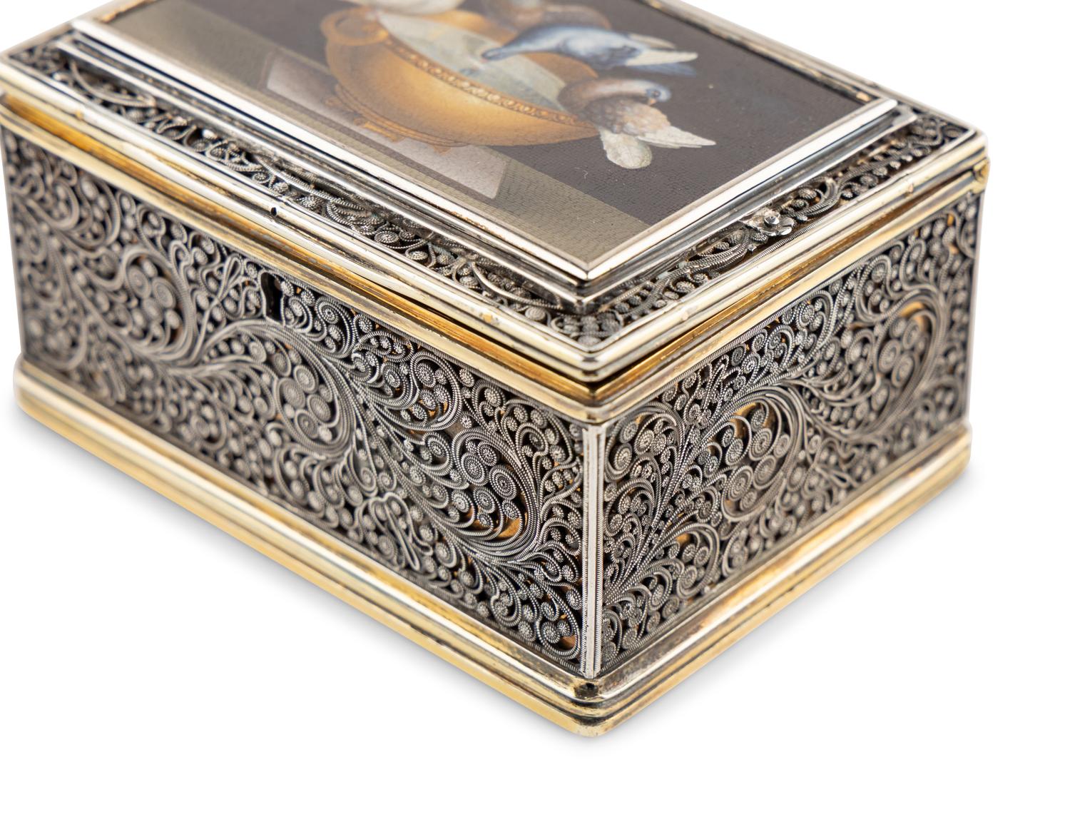 A Scottish Silver and Italian Micromosaic-Inset Snuff Box