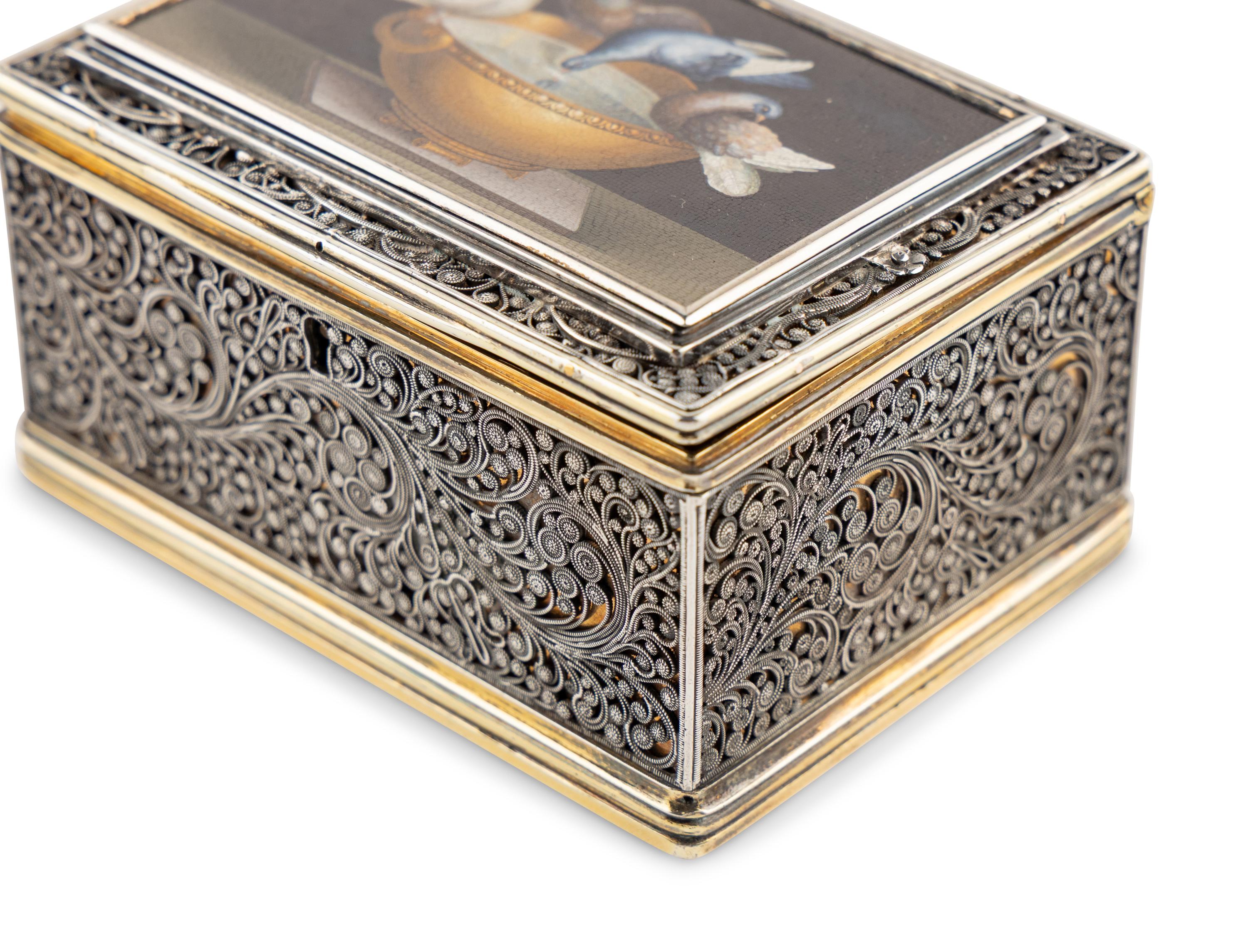 A Scottish Silver and Italian Micromosaic-Inset Snuff Box