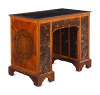 A George II Style Oyster Veneered Pedestal Desk