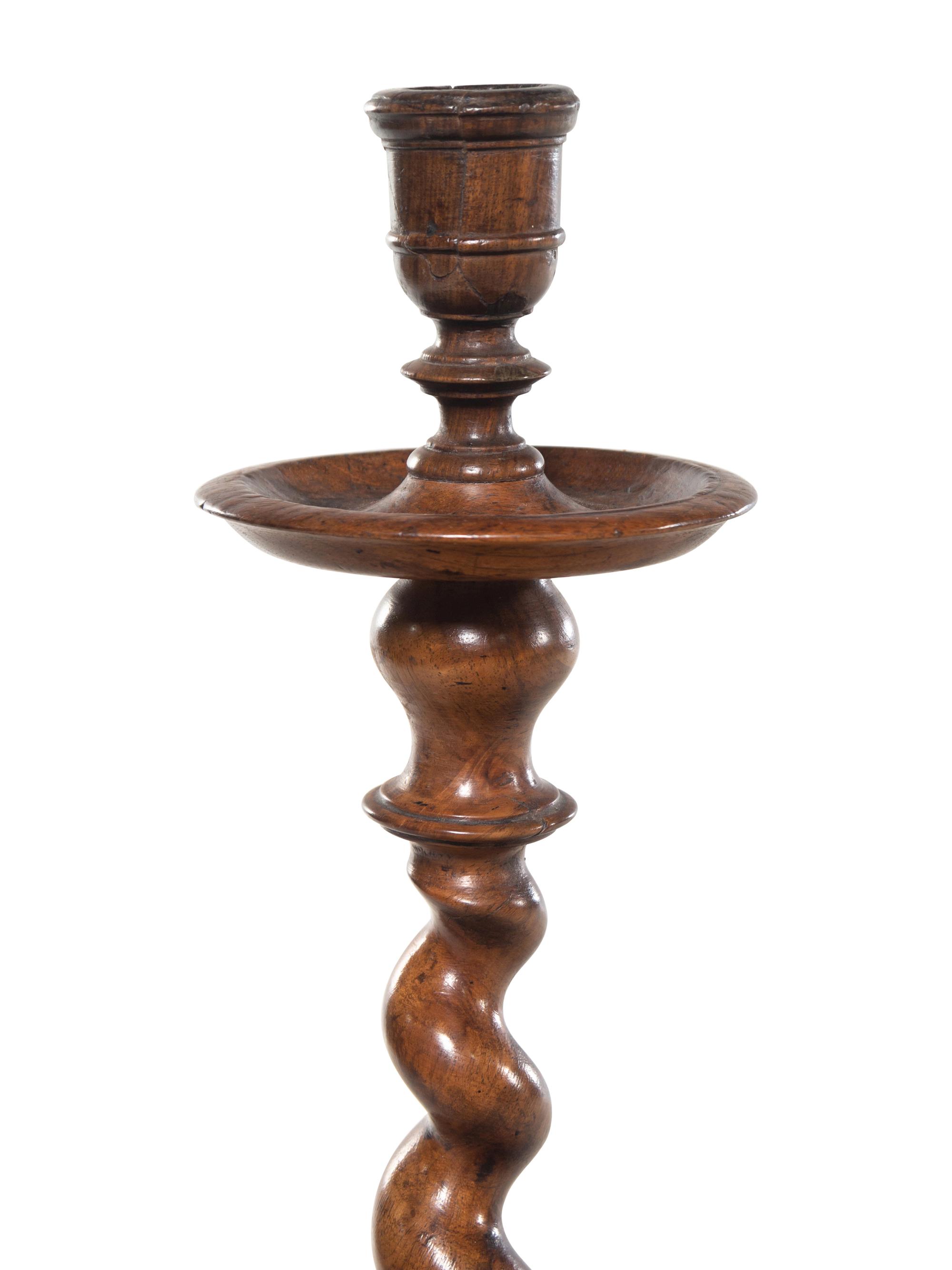 An Oversized English Barley Twist Carved Candlestick