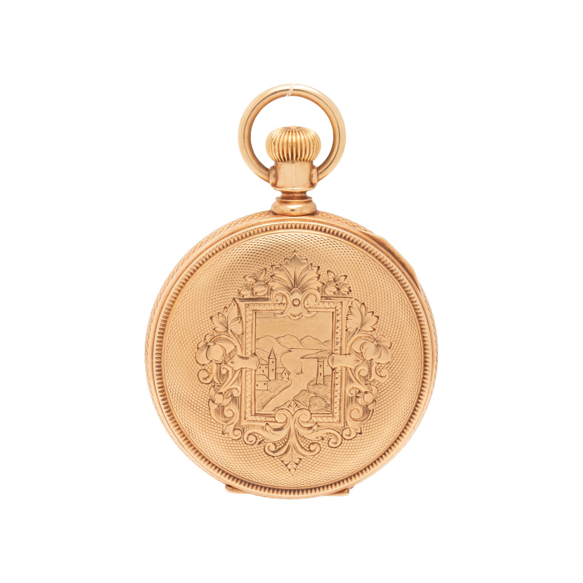 14K PINK GOLD HUNTER CASE POCKET WATCH