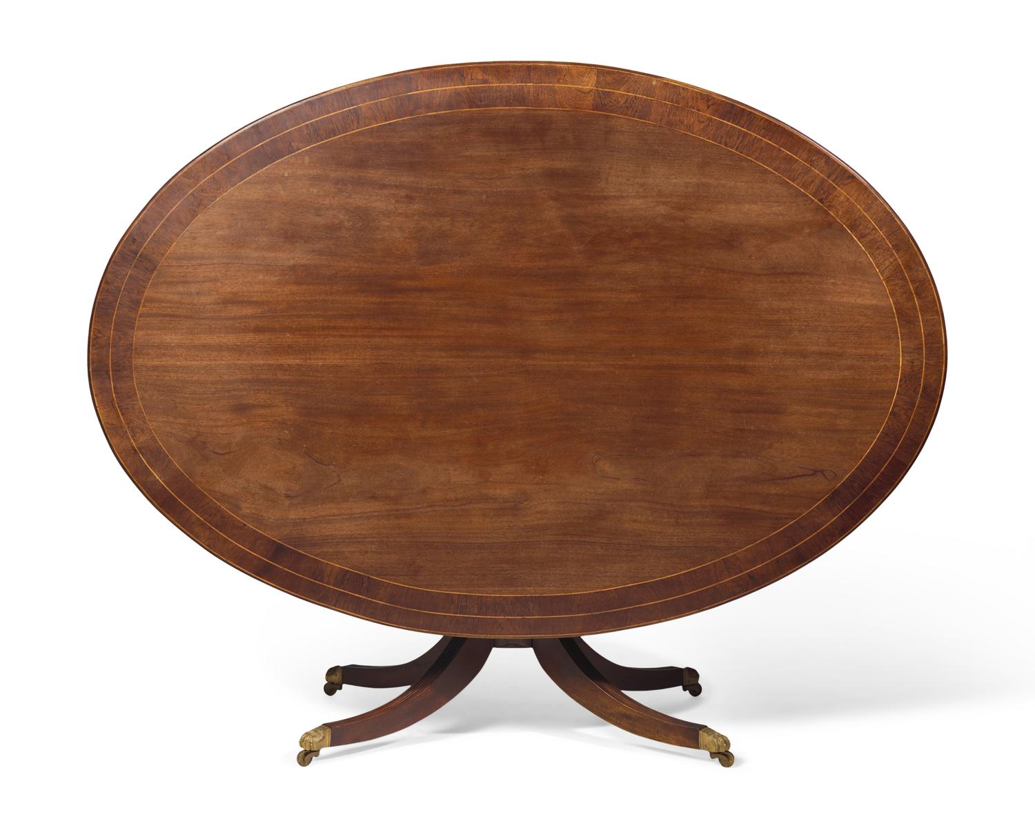 A Regency Style Inlaid Mahogany Single-Pedestal Breakfast Table
