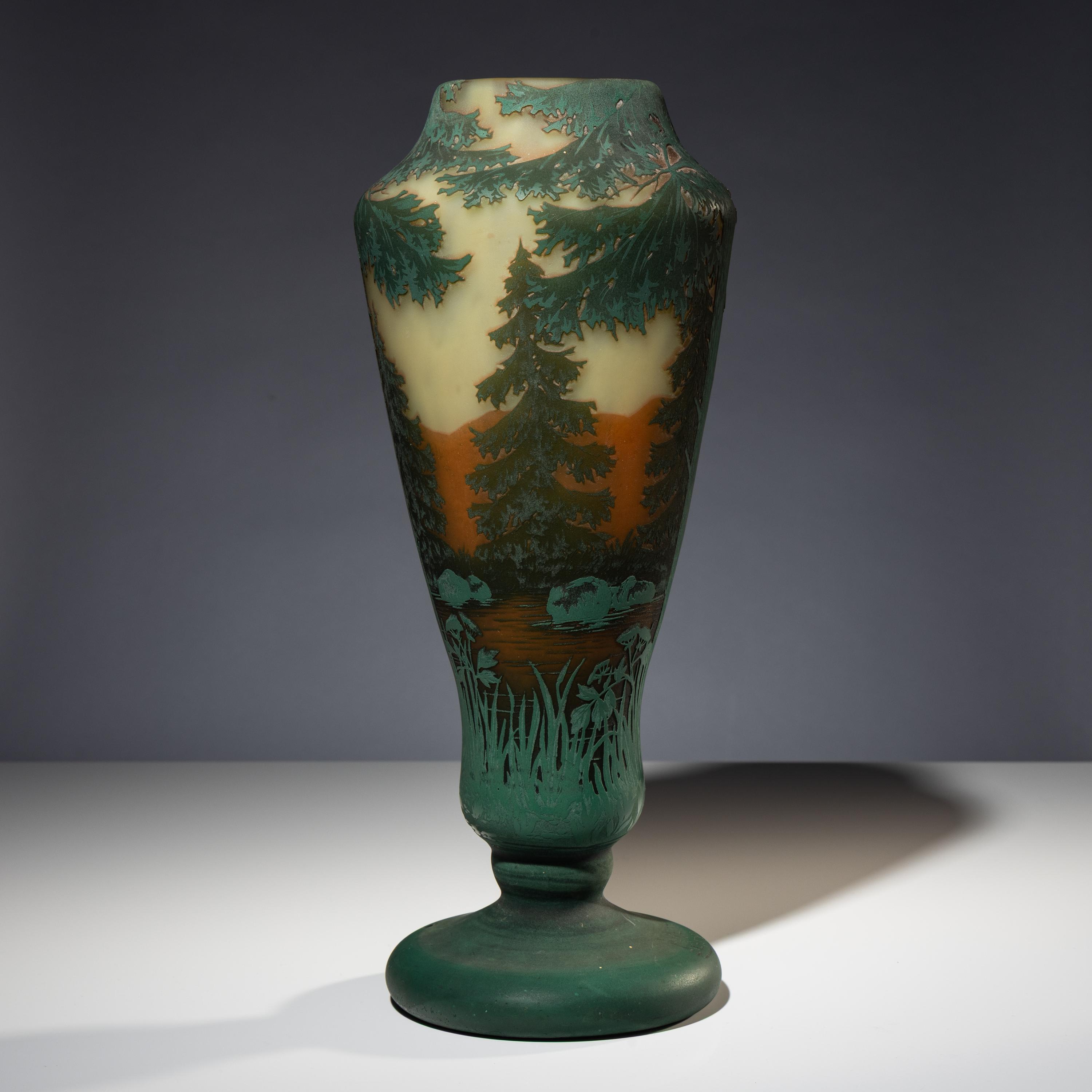 Cameo forest scene vase French, c. 1910