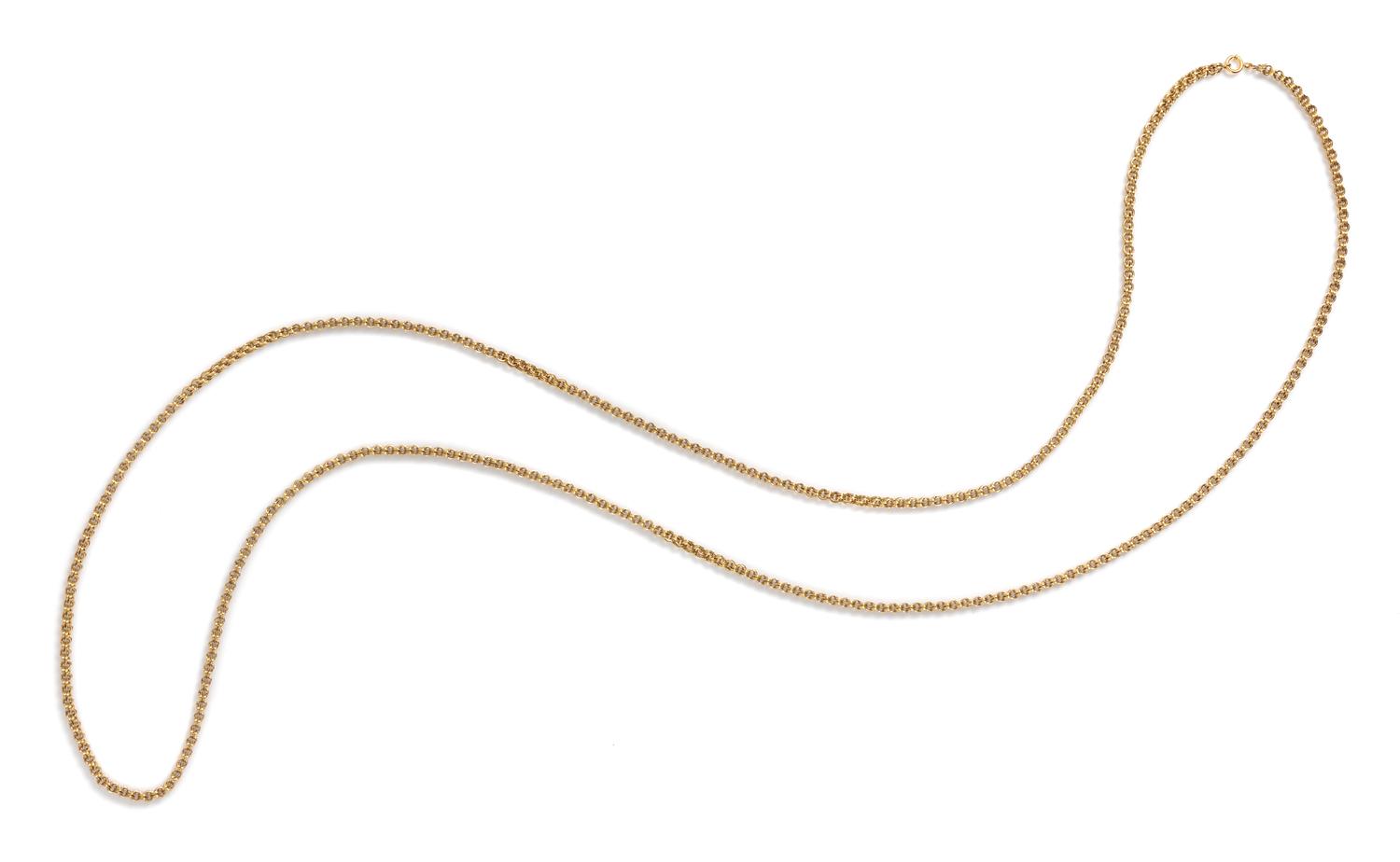 ANTIQUE, YELLOW GOLD LONGCHAIN NECKLACE