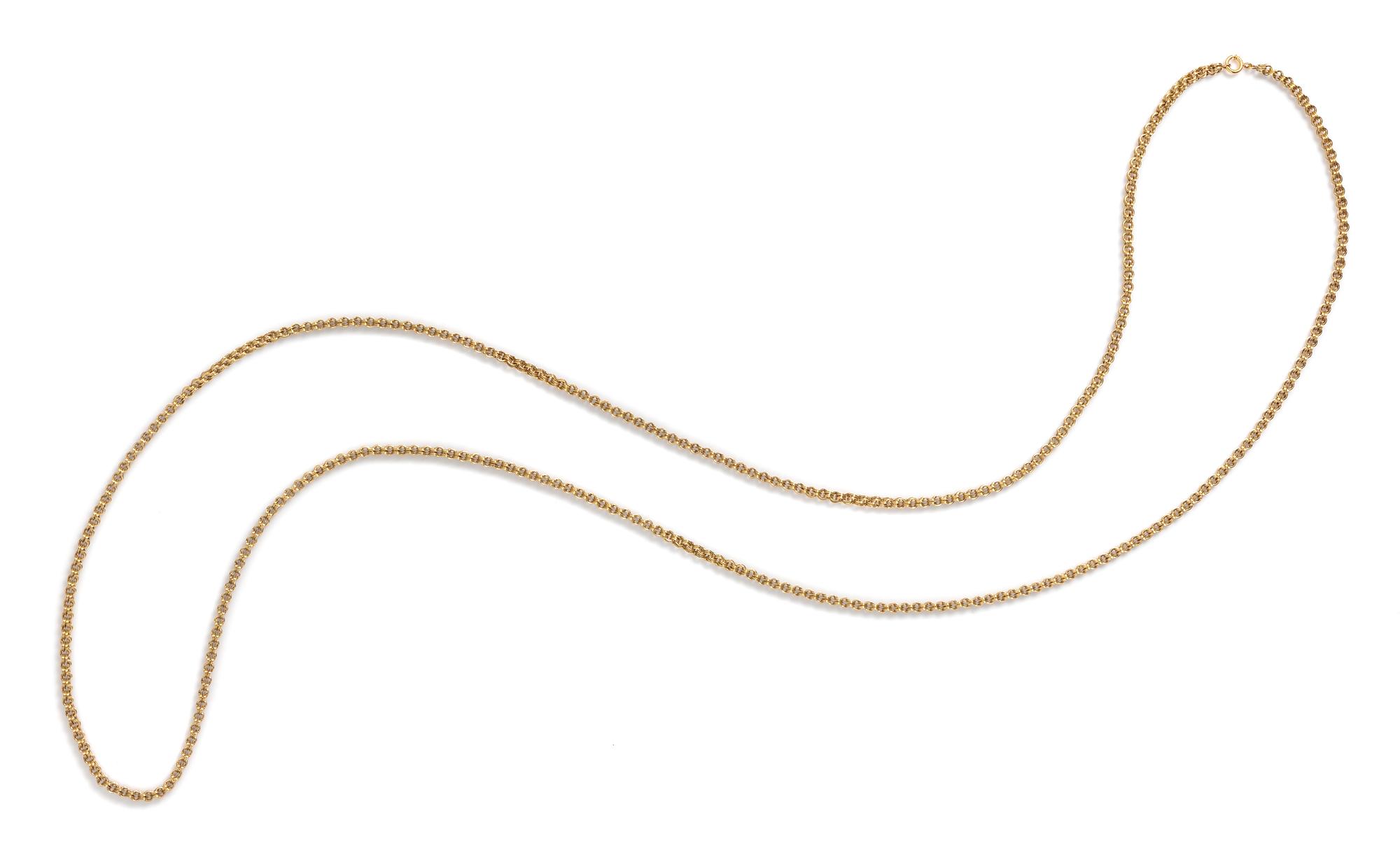 ANTIQUE, YELLOW GOLD LONGCHAIN NECKLACE