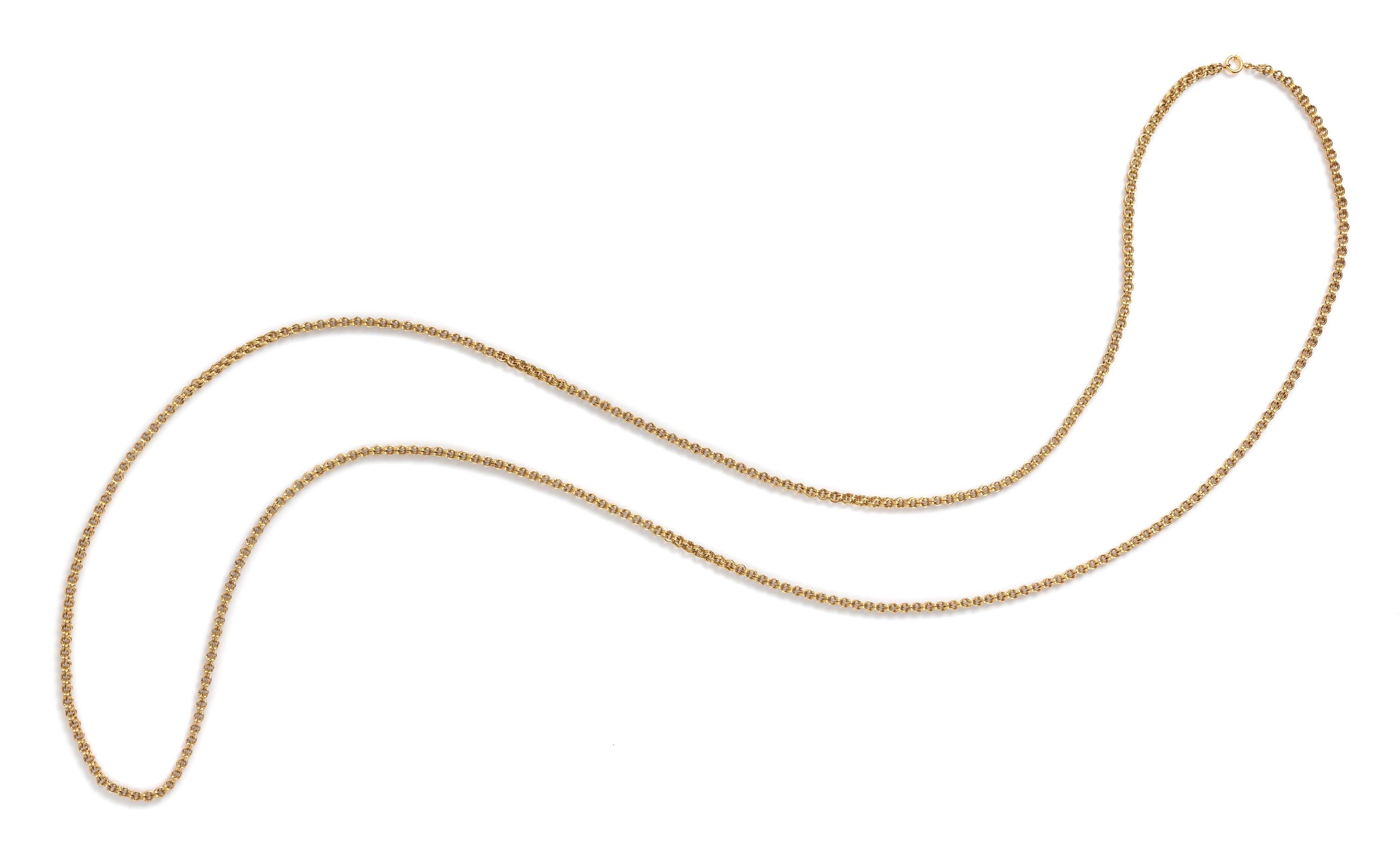 ANTIQUE, YELLOW GOLD LONGCHAIN NECKLACE
