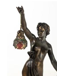 A Large Continental Cast Metal Figural Lamp