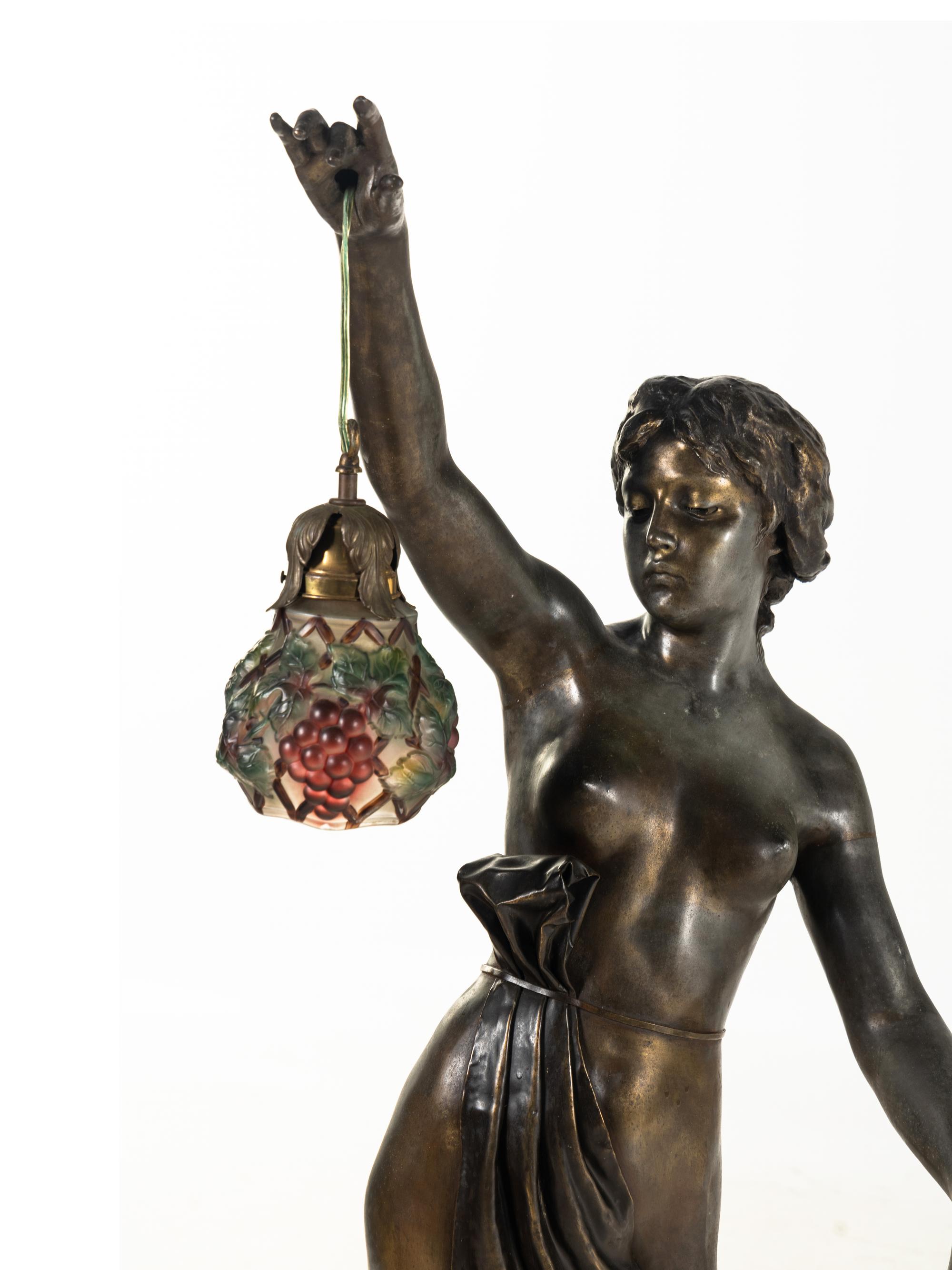 A Large Continental Cast Metal Figural Lamp