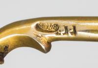 Three Russian Silver-Gilt and Enamel Teaspoons, Mark of Fedor Ruckert, Moscow, early 20th century, each having a blue enameled acorn fi