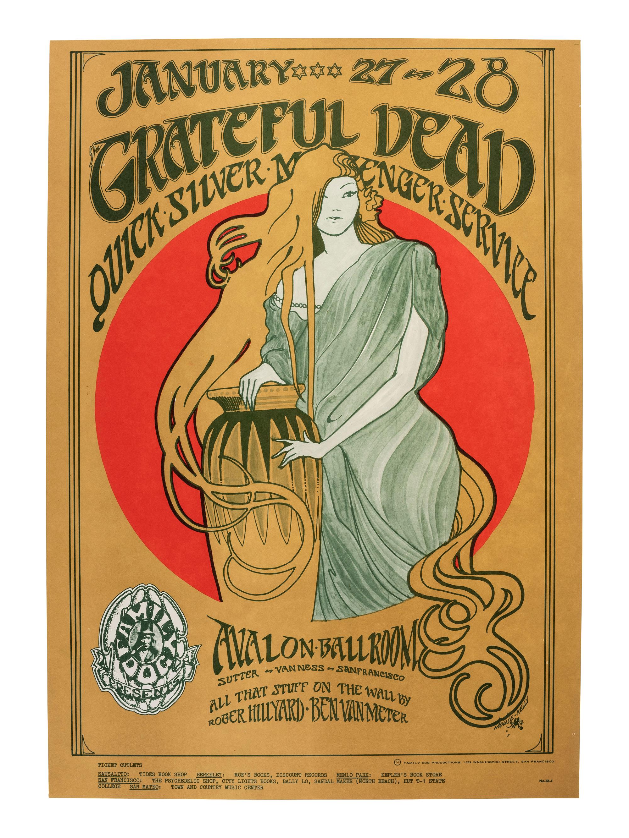 [MUSIC] -- [POSTERS]. MOUSE, Stanley, and KELLEY, Alton, artists. The Family Dog Presents Grateful Dead, Quick Silver Messenger Service at the Avalon Ballroom. San Francisco, CA: Family Dog Productions, 1967.