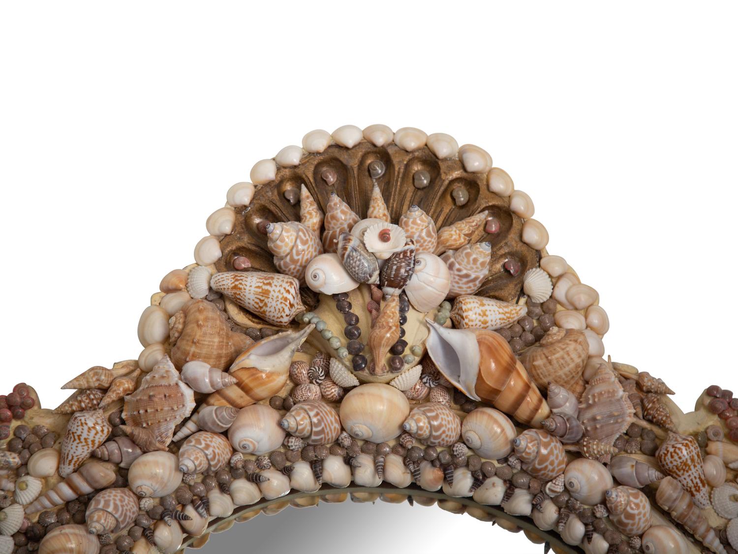 A French Shell Encrusted Framed Mirror — 20th Century