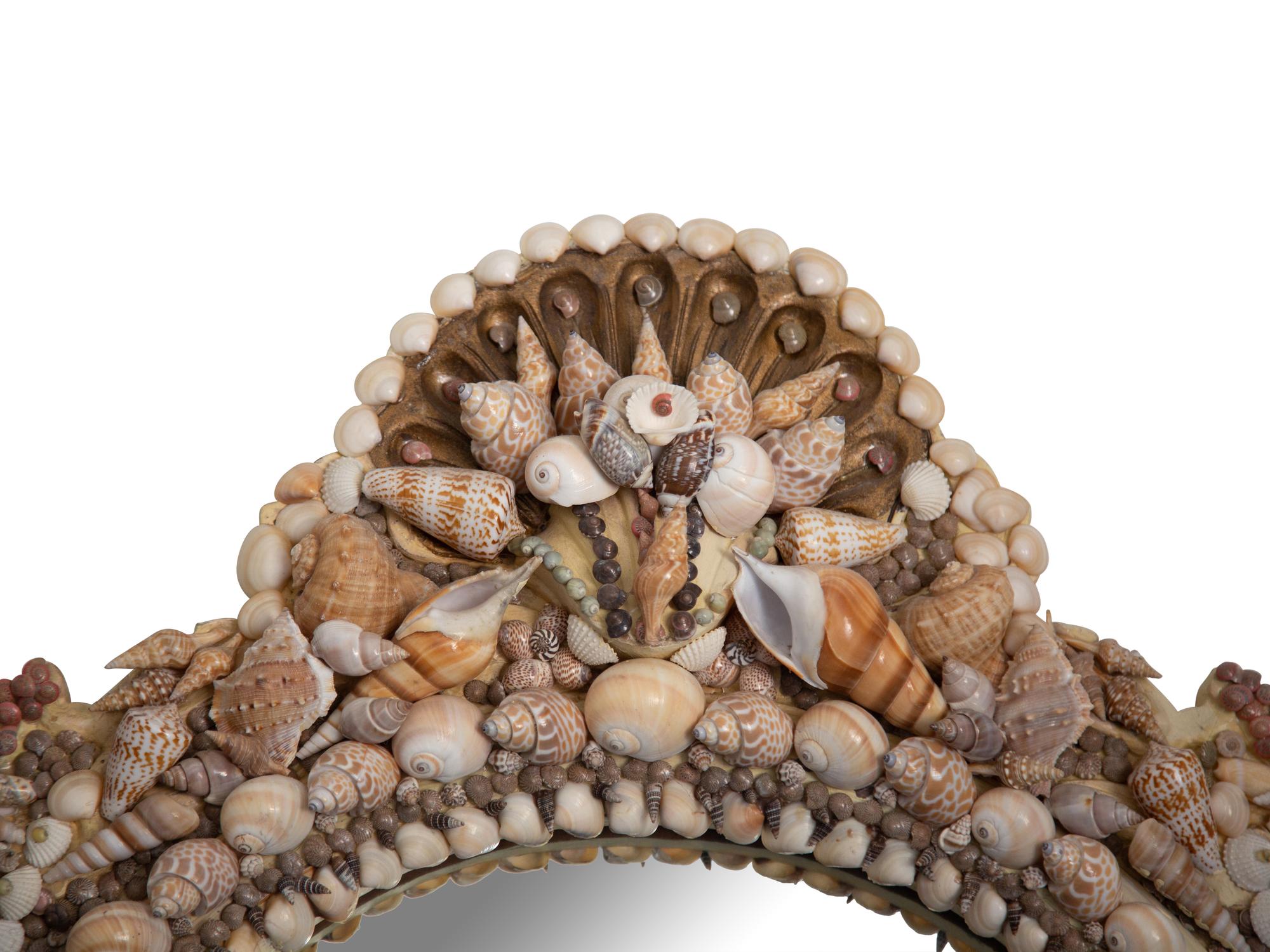 A French Shell Encrusted Framed Mirror — 20th Century