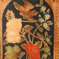 A Pair of Painted Leather Four-Panel Screens