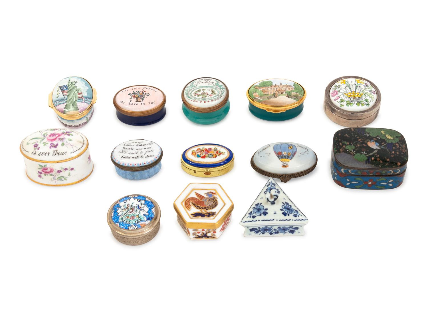 A Collection of Porcelain and Enamel Boxes