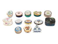 A Collection of Porcelain and Enamel Boxes