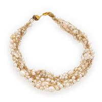 Nikki Feldbaum, Cultured Pearl and Yellow Gold Wire Collar Necklace