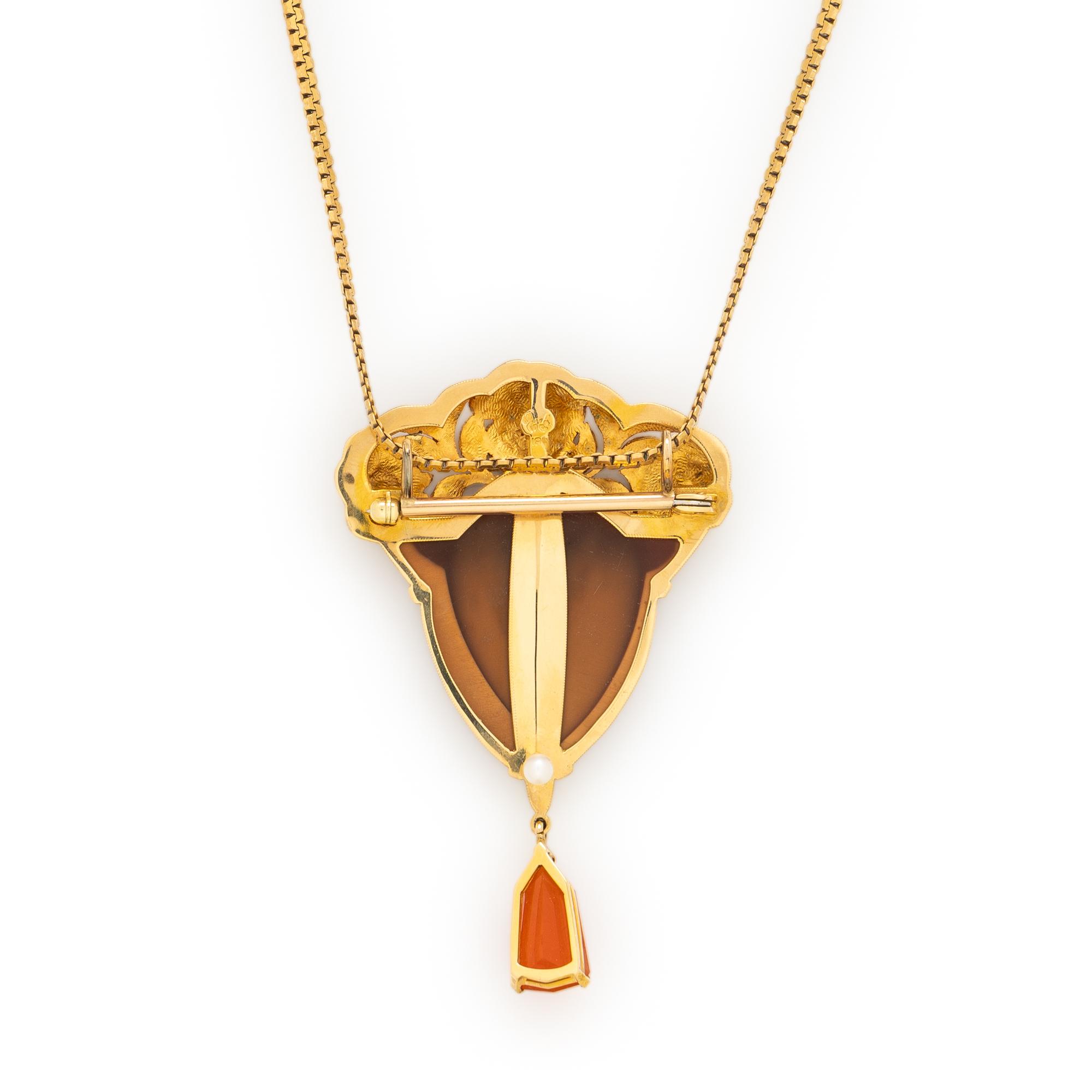 SEVEN FINGERS, YELLOW GOLD AND MULTIGEM PENDANT NECKLACE