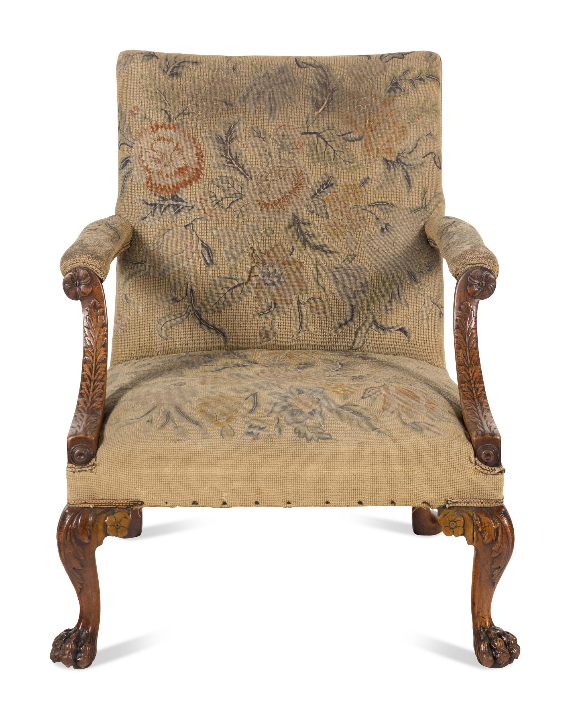 A George II Walunt Library Armchair