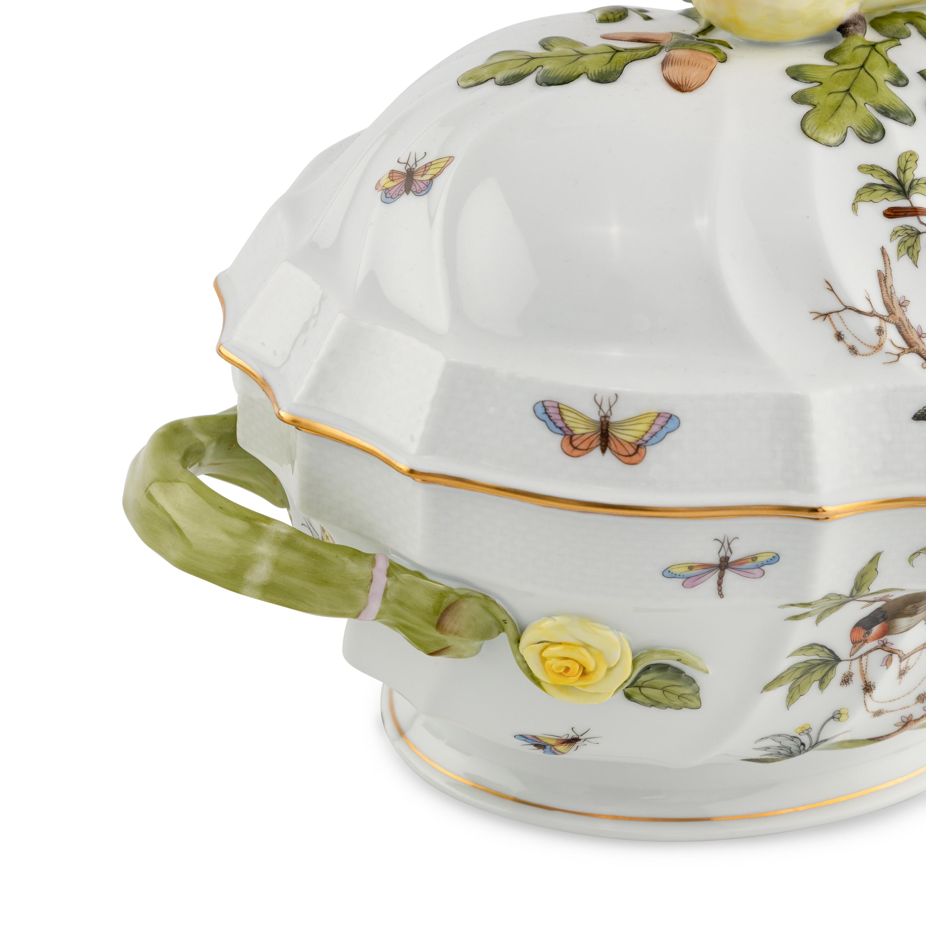 A Herend Rothschild Bird Porcelain Tureen