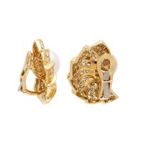 CULTURED SOUTH SEA PEARL AND DIAMOND EARCLIPS