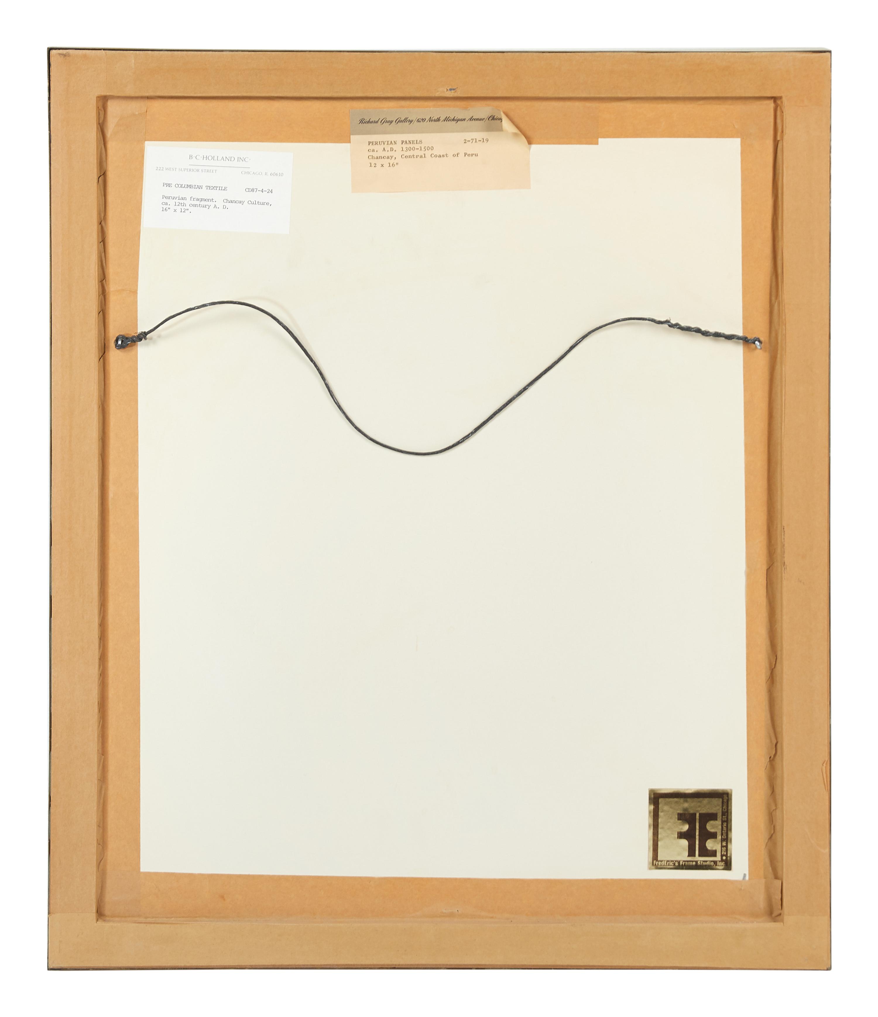 Two Framed Chancay Textile Fragments