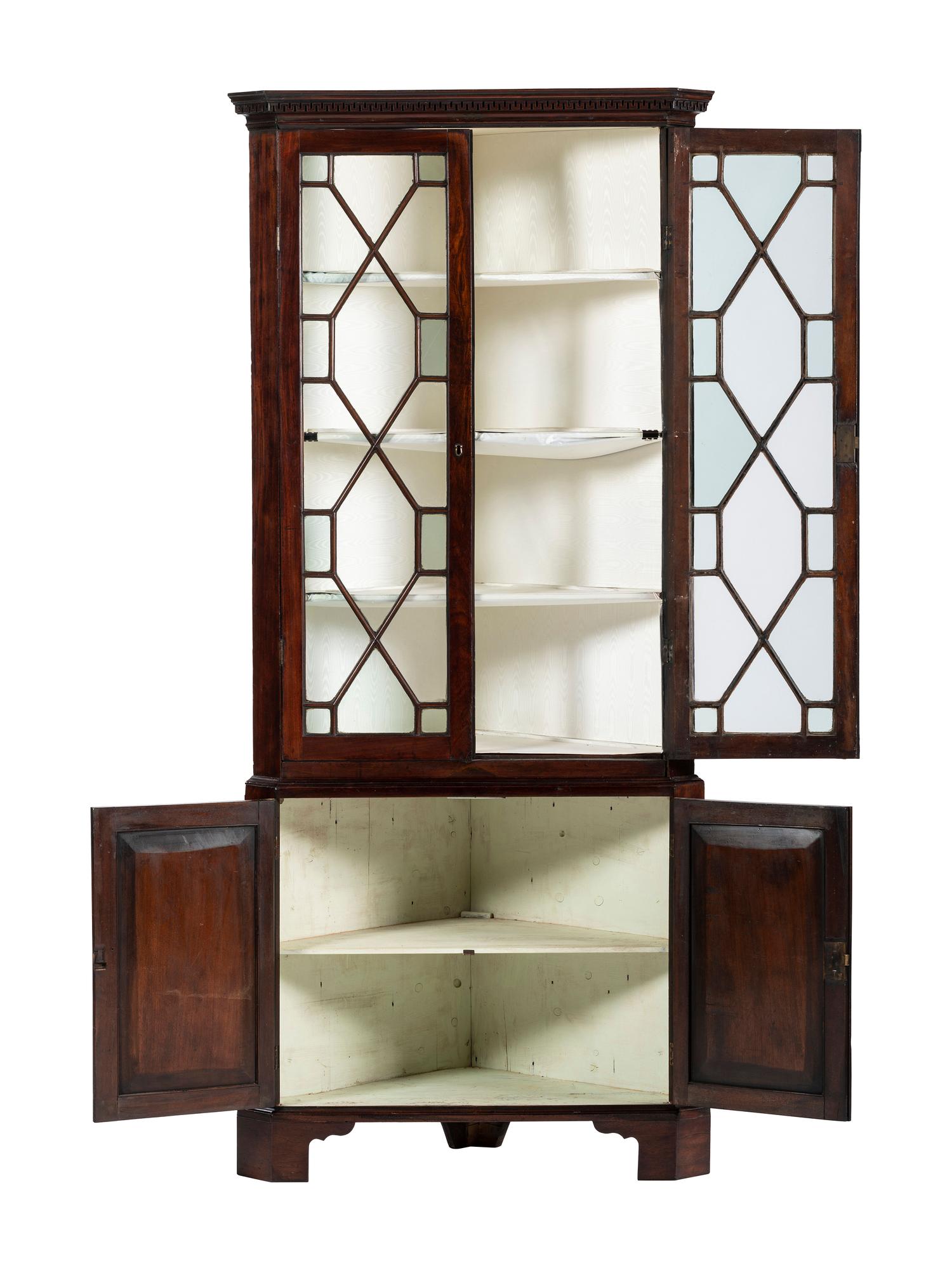 A George III Mahogany Corner Cupboard