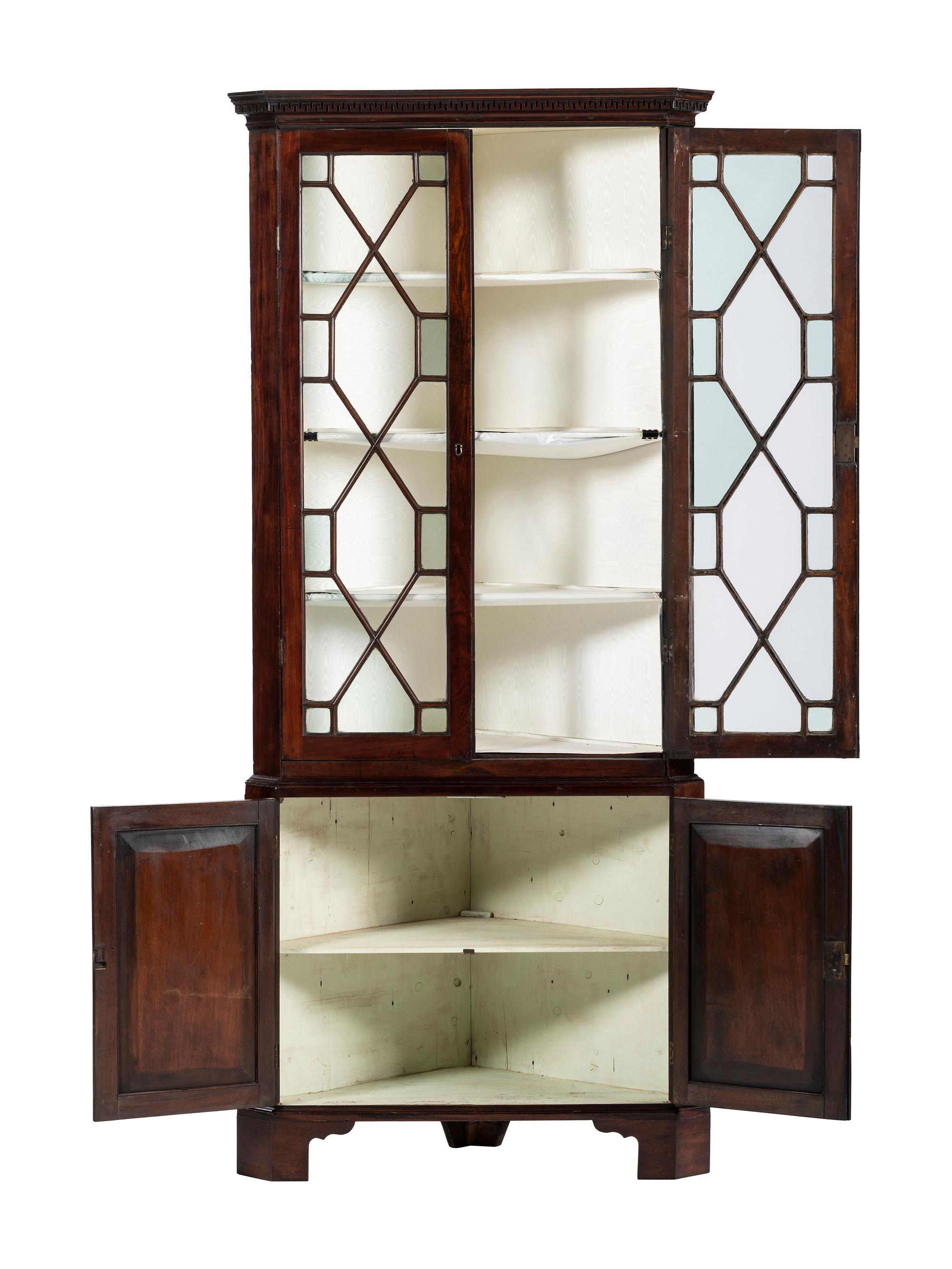 A George III Mahogany Corner Cupboard