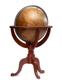 A Lacquered Paper on Wood Tabletop Terrestrial Globe
