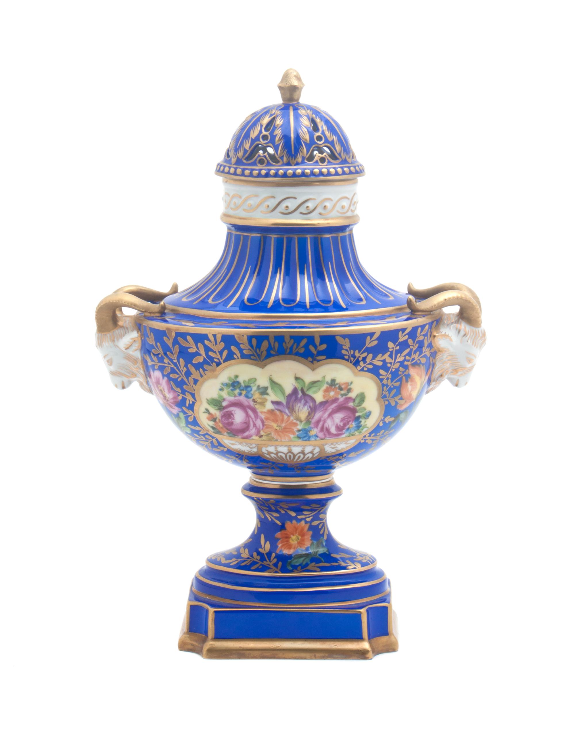 A Dresden Porcelain Covered Vase Height 10 inches. — 20TH CENTURY