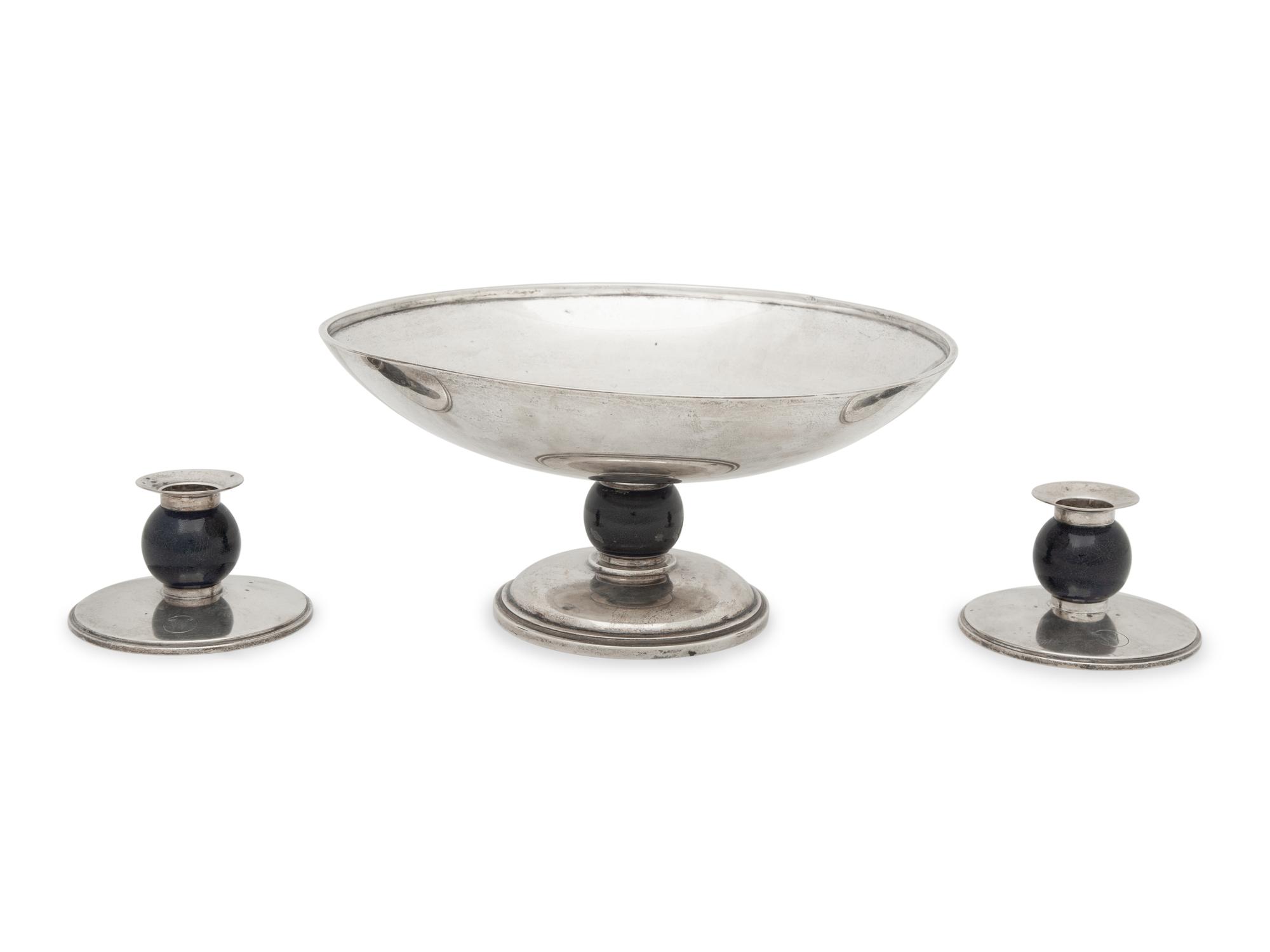 A Tiffany and Co. Silver and Enamel Table Garniture